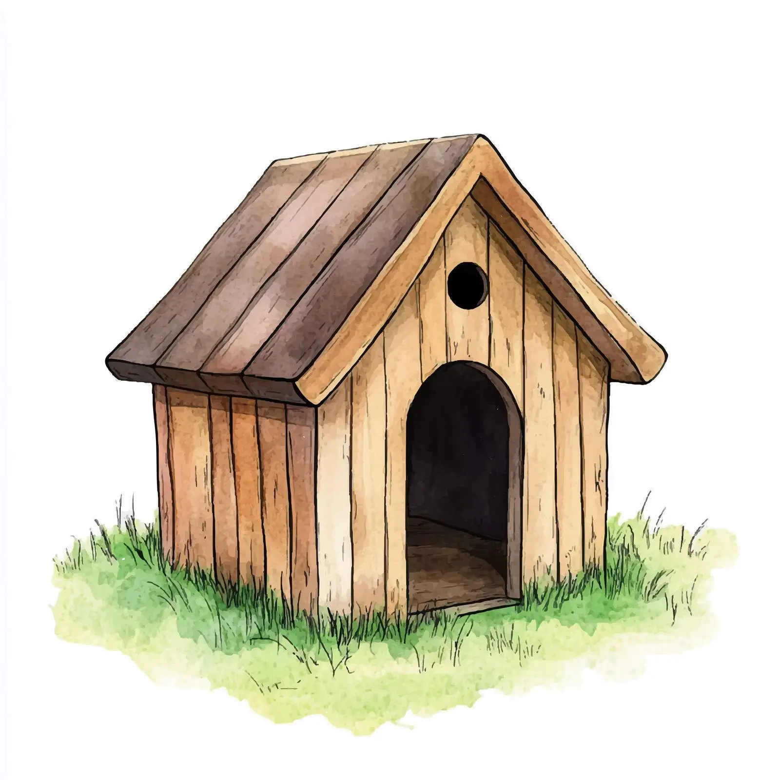 Hand-Drawn Wooden Dog House Vector — free download from Dotvec