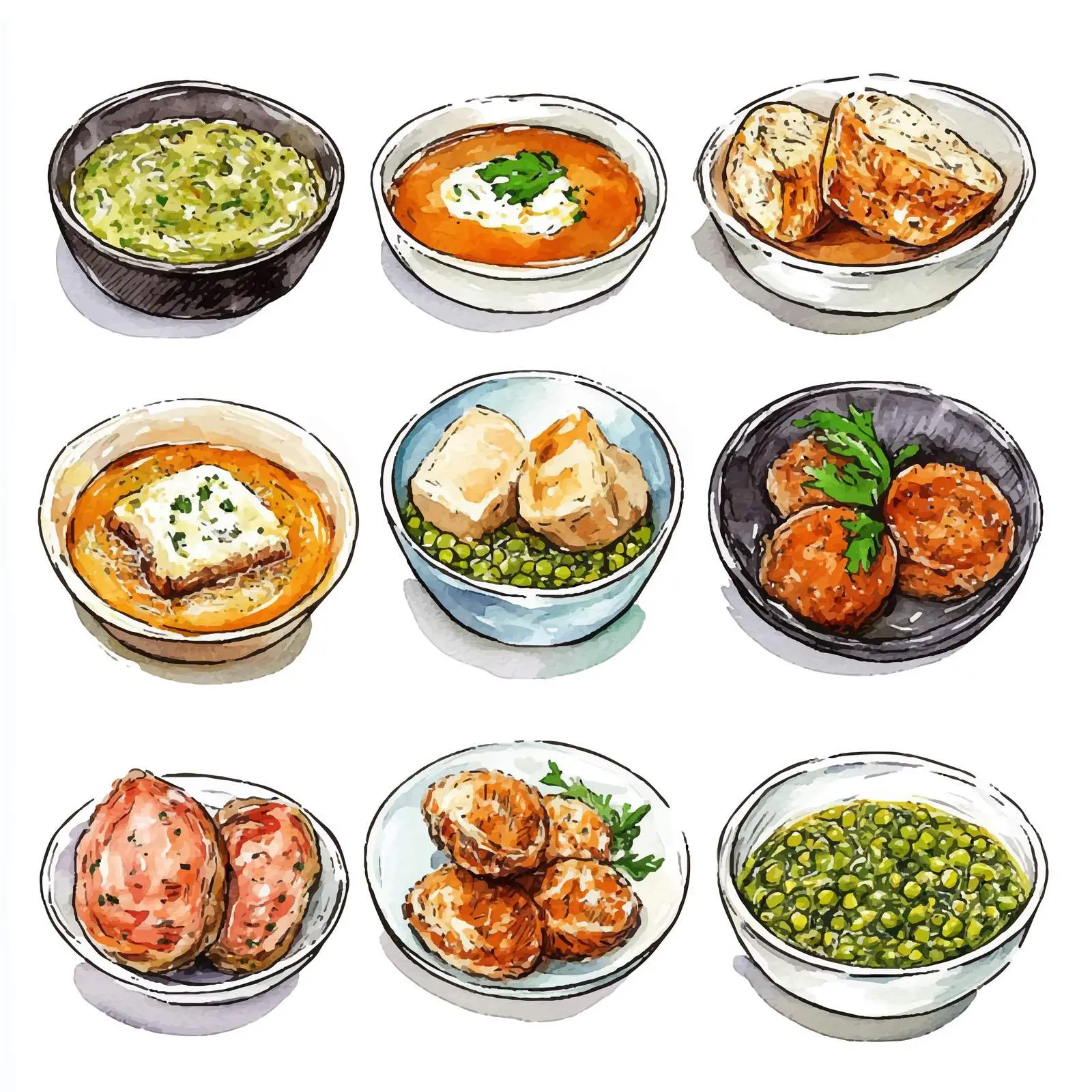 Colorful Dutch Cuisine Watercolor Vectors — free download from Dotvec