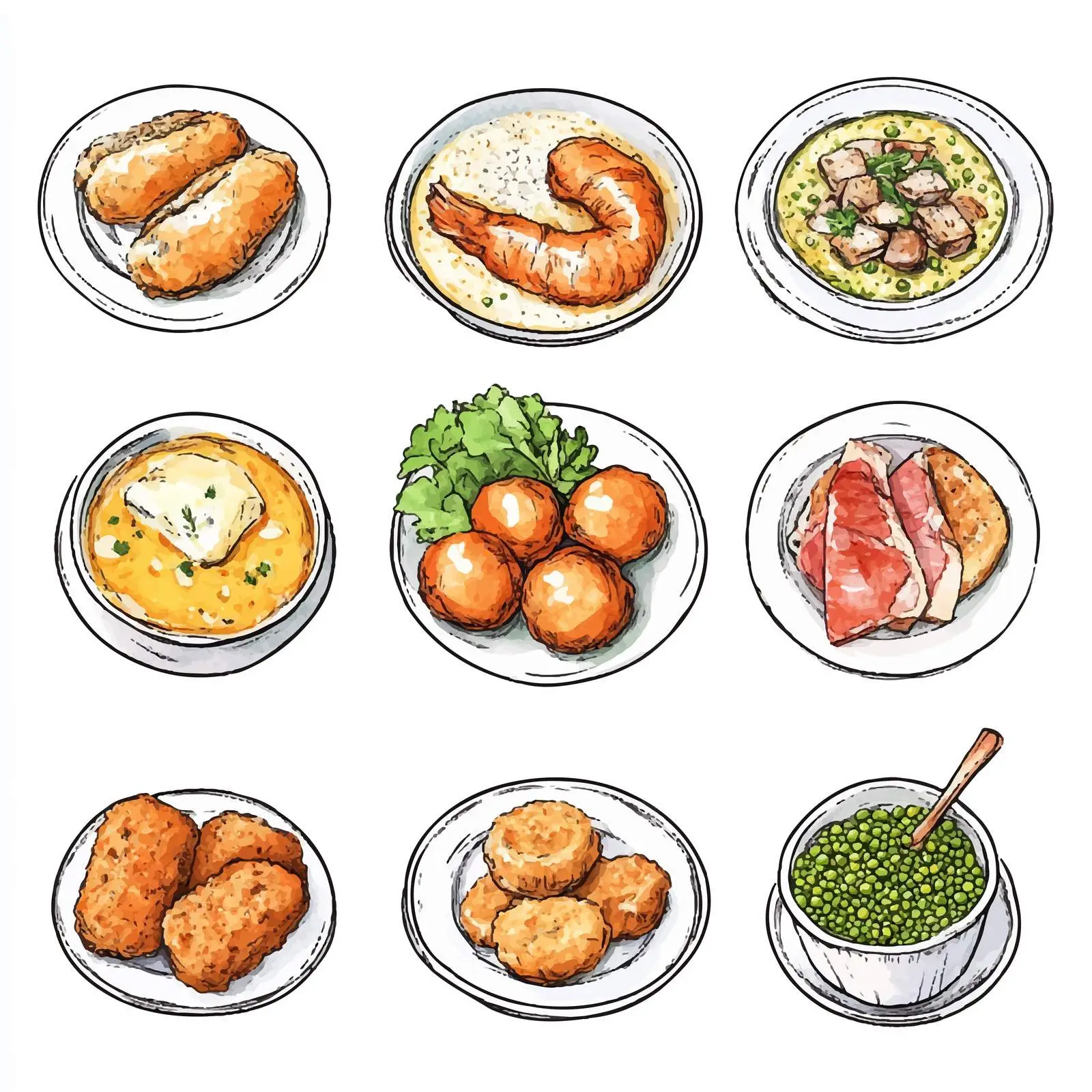 Vibrant Dutch Cuisine Watercolor Sketches — free download from Dotvec