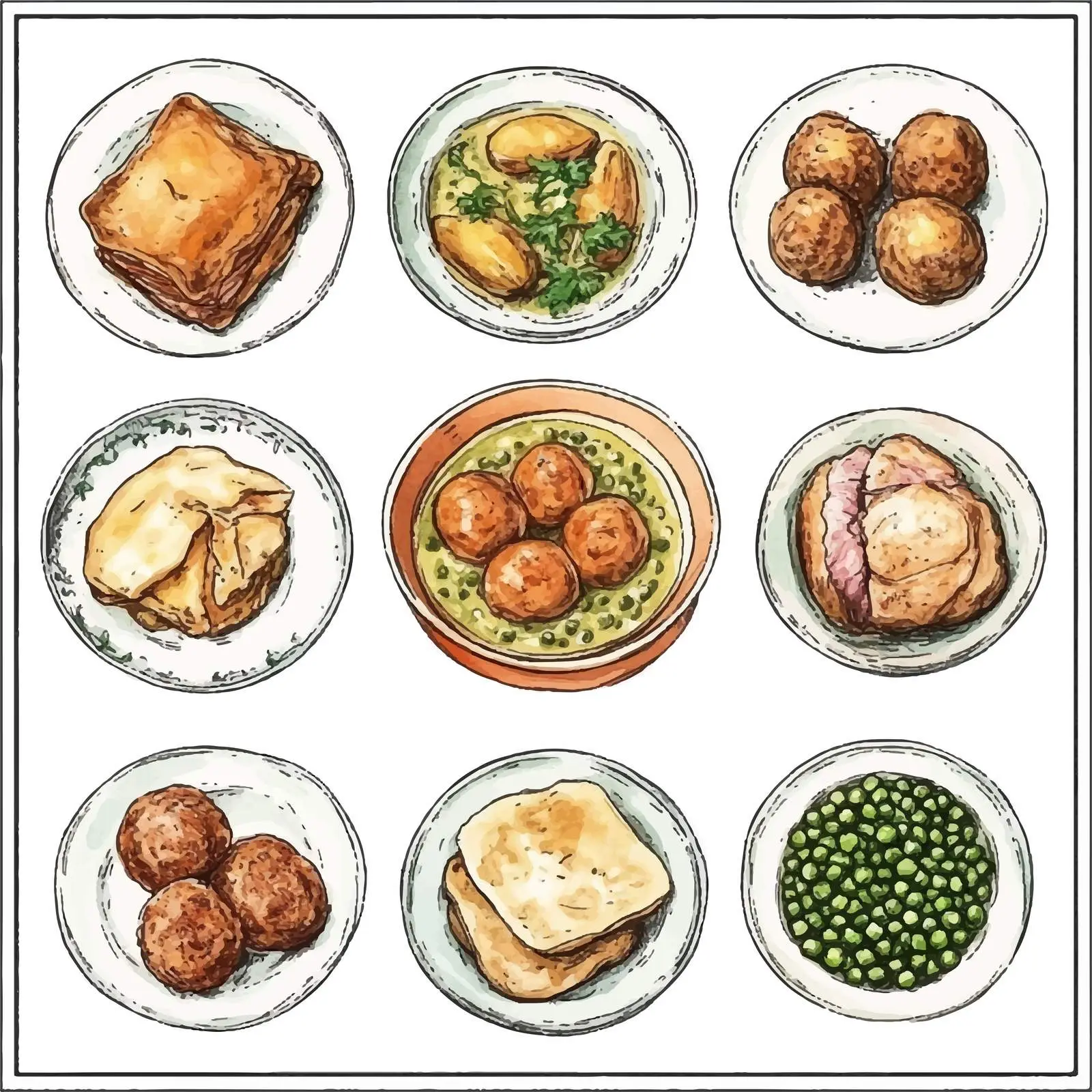 Colorful Hand-Drawn Dutch Cuisine Vectors — free download from Dotvec