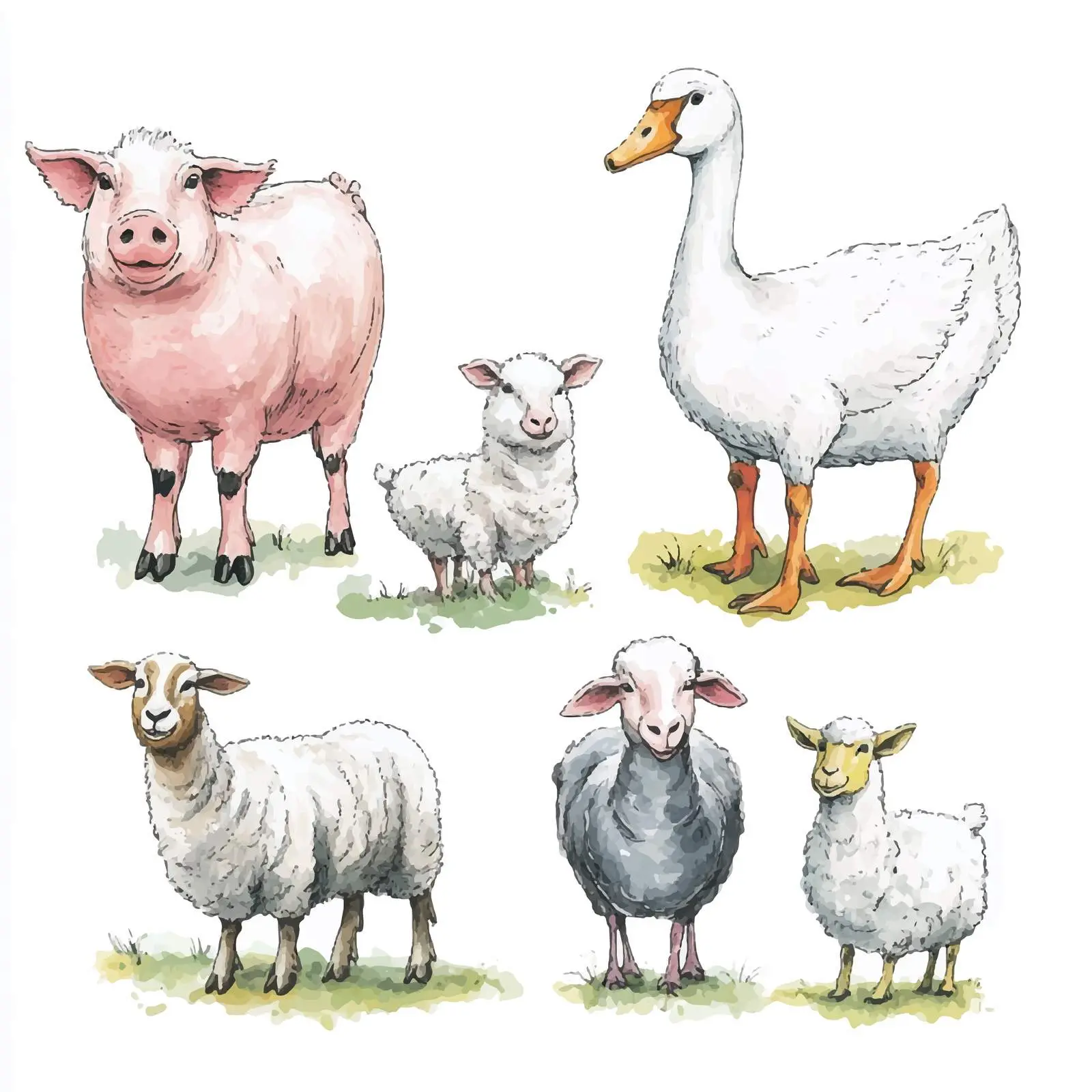 Colorful Hand-Drawn Farming Animals — free download from Dotvec