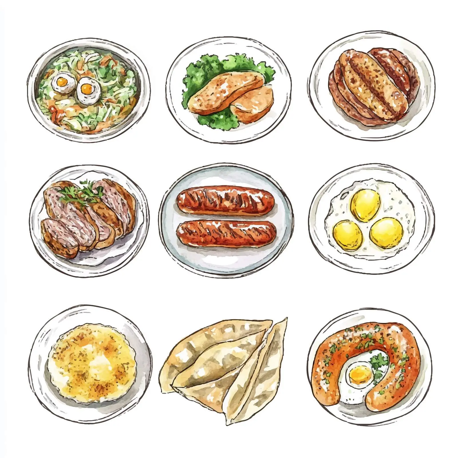 German Cuisine Watercolor Sketch Set — free download from Dotvec