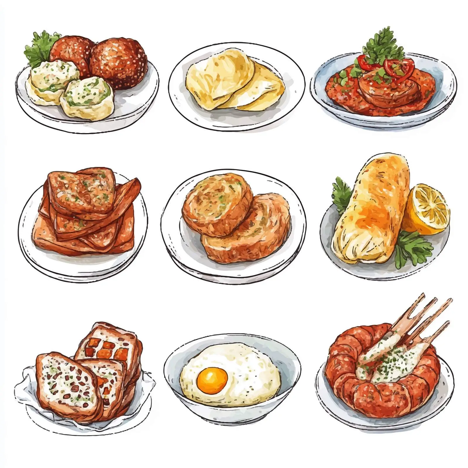 Hand Drawn German Cuisine Watercolor Set — free download from Dotvec