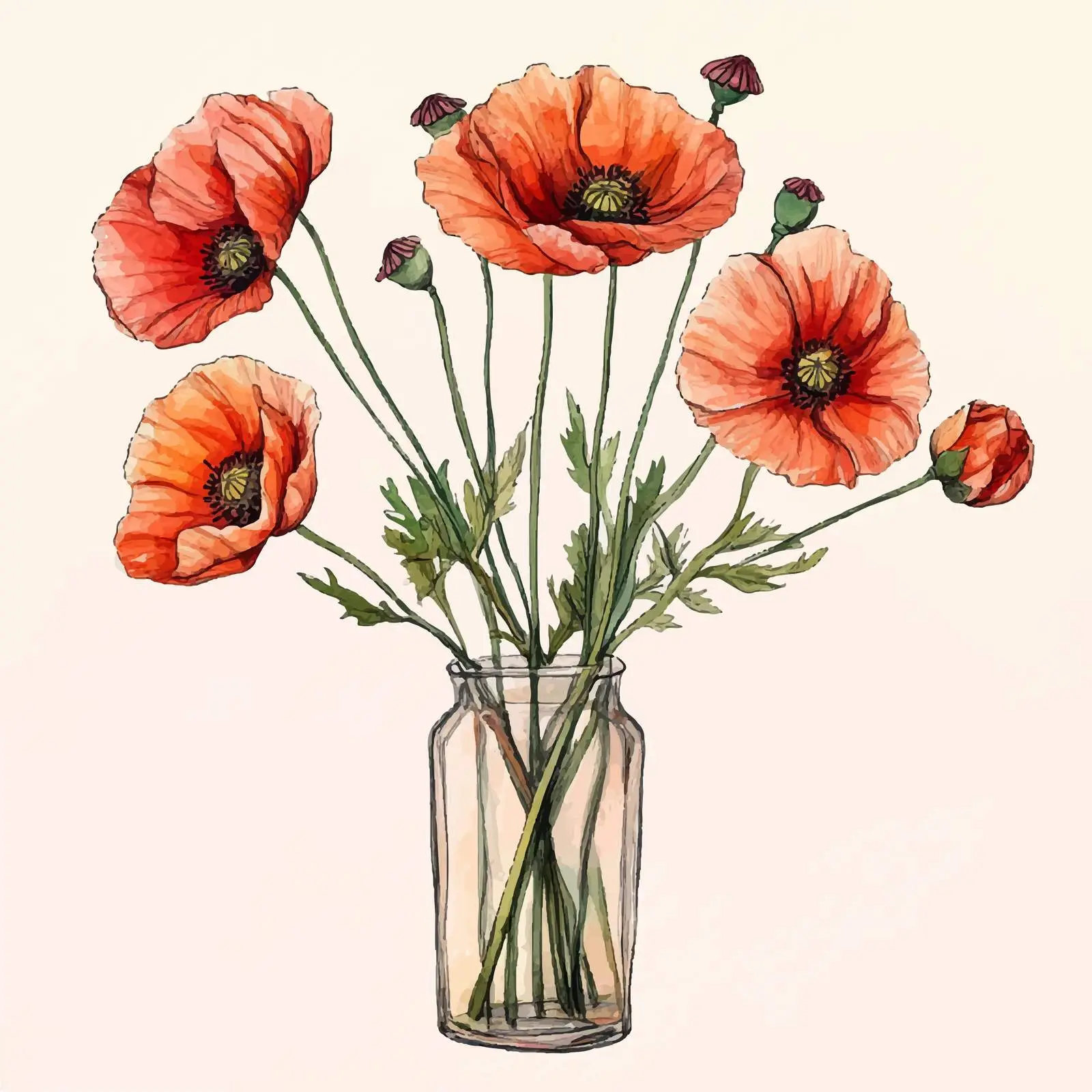 Colorful Hand-Drawn Poppy Flower Sketches — free download from Dotvec