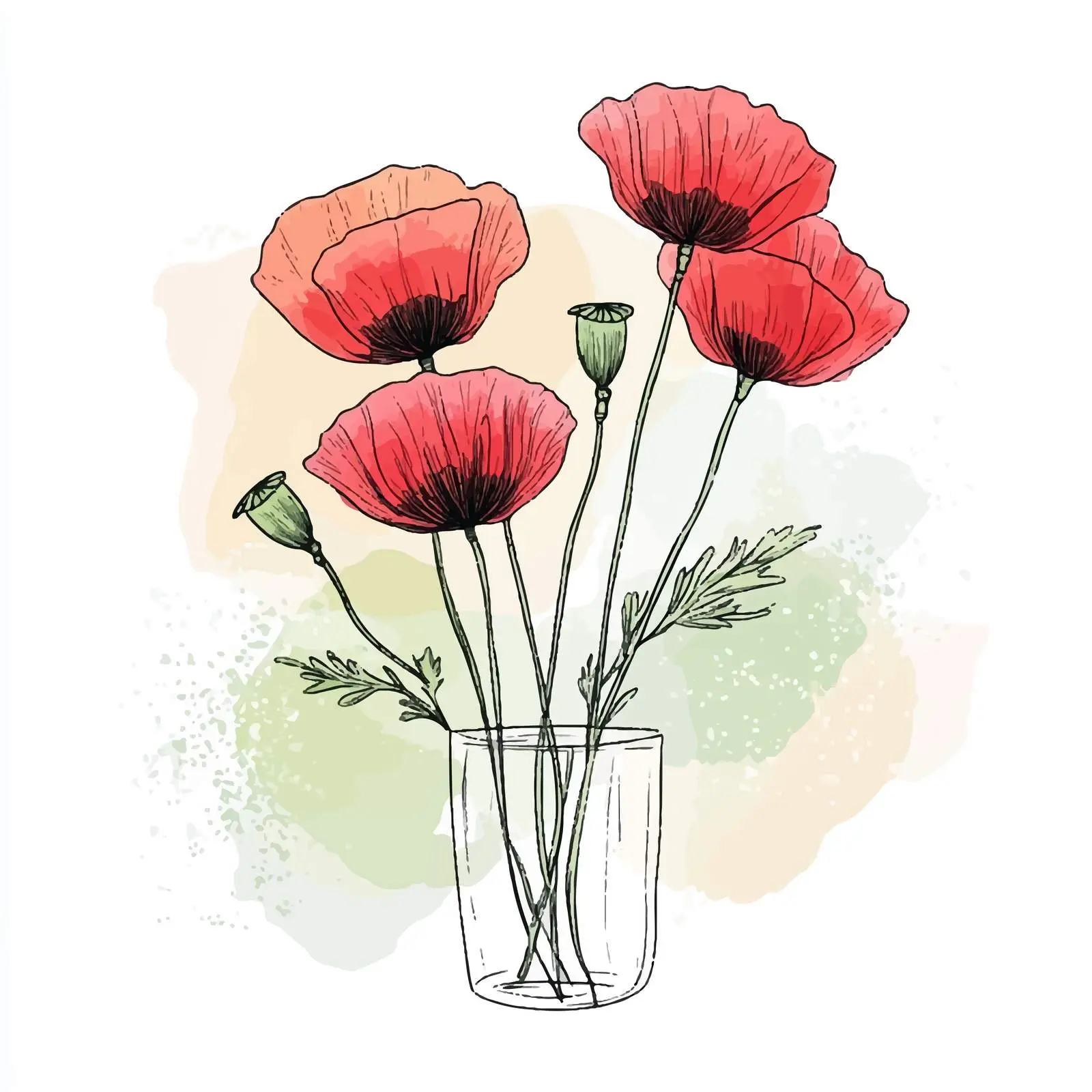 Colorful Hand-Drawn Poppy Flower Sketches — free download from Dotvec