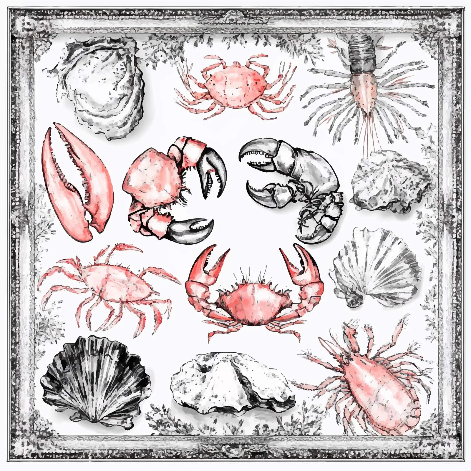 Hand-Drawn Colorful Seafood Vectors — free download from Dotvec