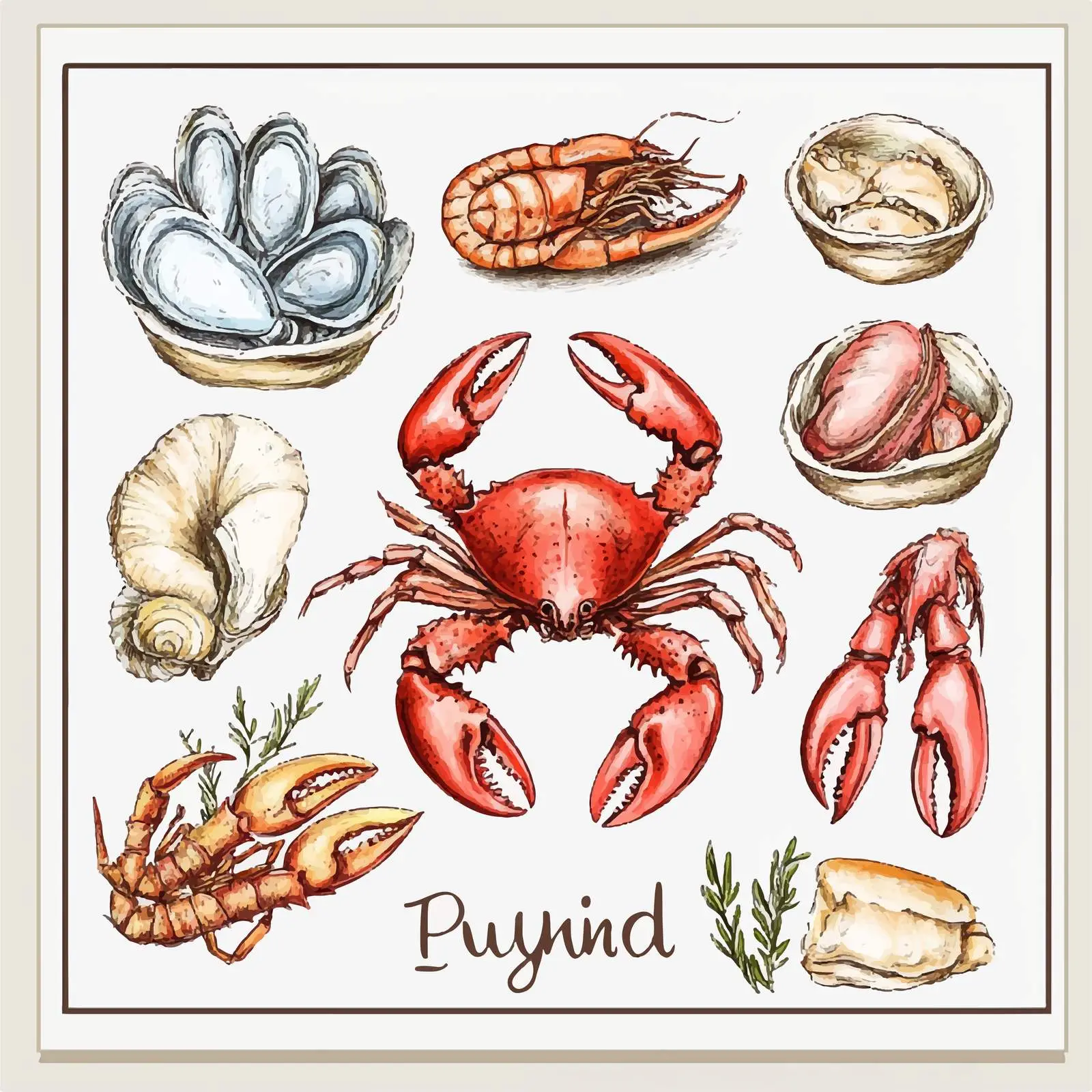 Colorful Hand-Drawn Seafood Vectors — free download from Dotvec
