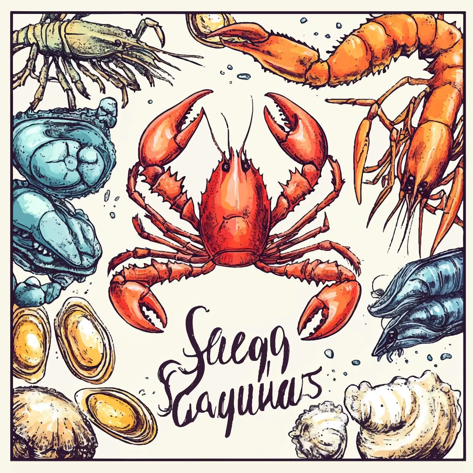 Hand-Drawn Watercolor Seafood Set — free download from Dotvec