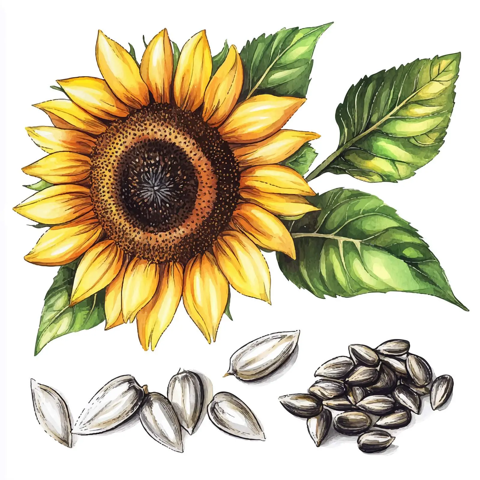 Hand-Drawn Sunflower Watercolor Set — free download from Dotvec