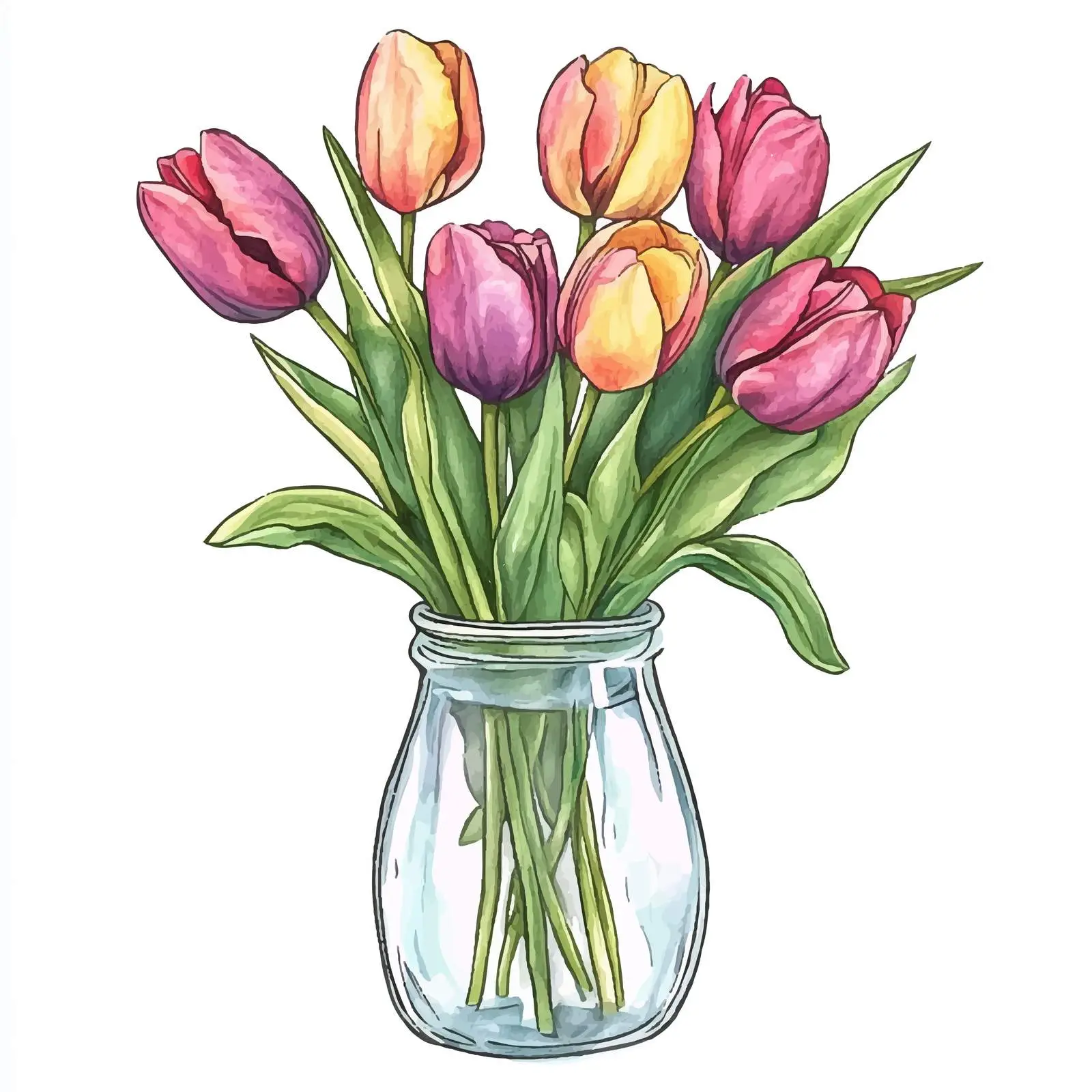 Colorful Hand-Drawn Tulip Flower Vectors — free download from Dotvec