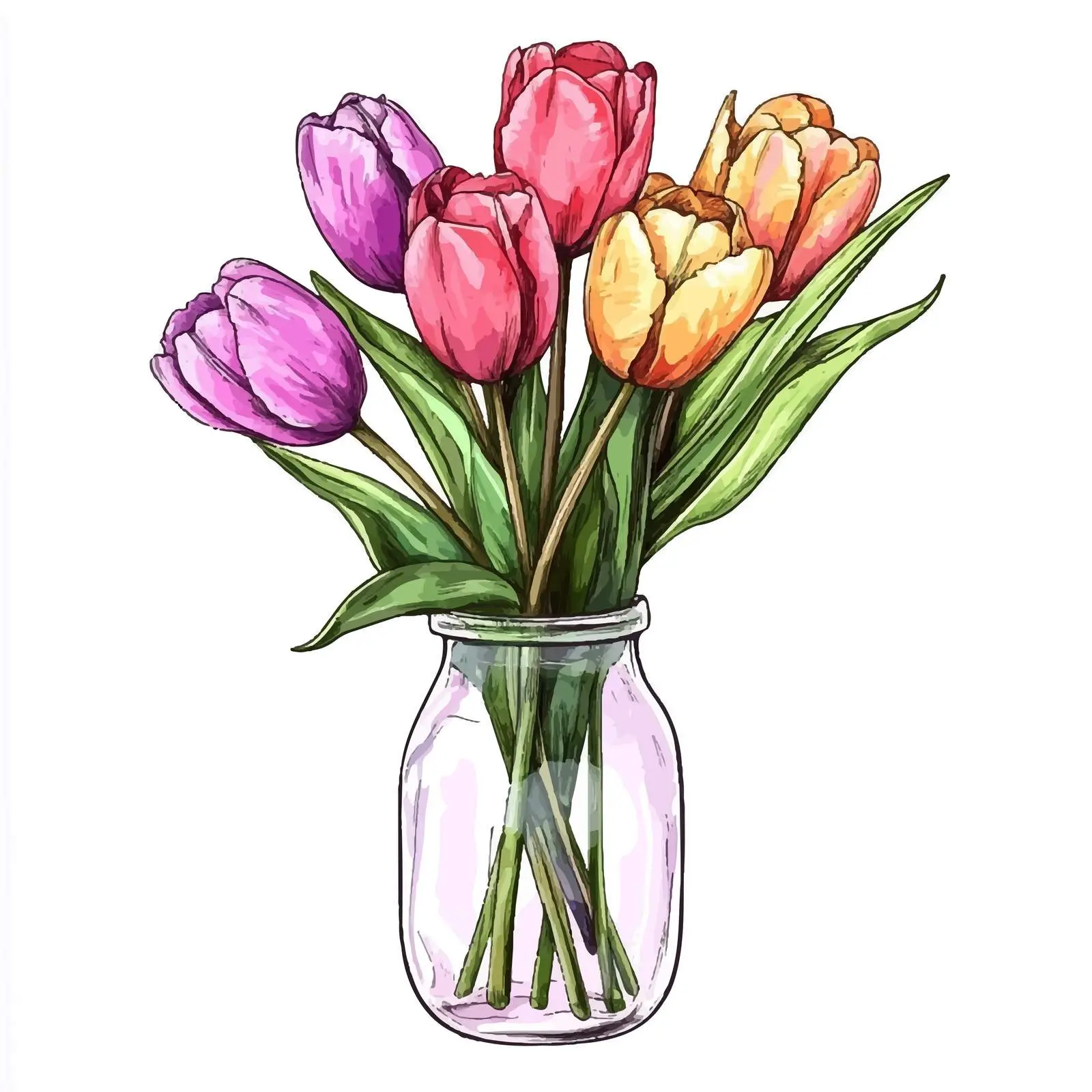 Hand-Drawn Colorful Tulip Sketches — free download from Dotvec