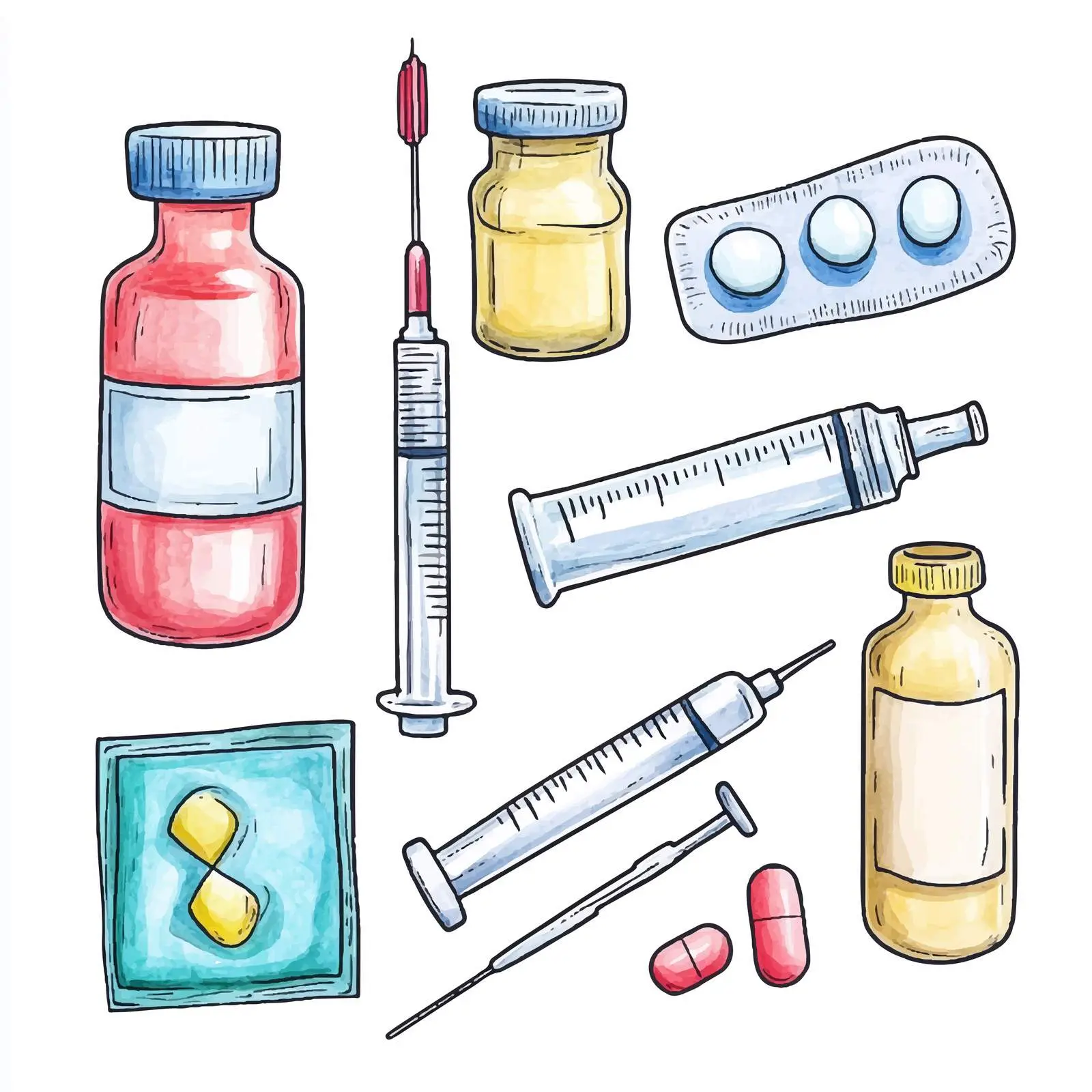 Colorful Watercolor Medical Set — free download from Dotvec