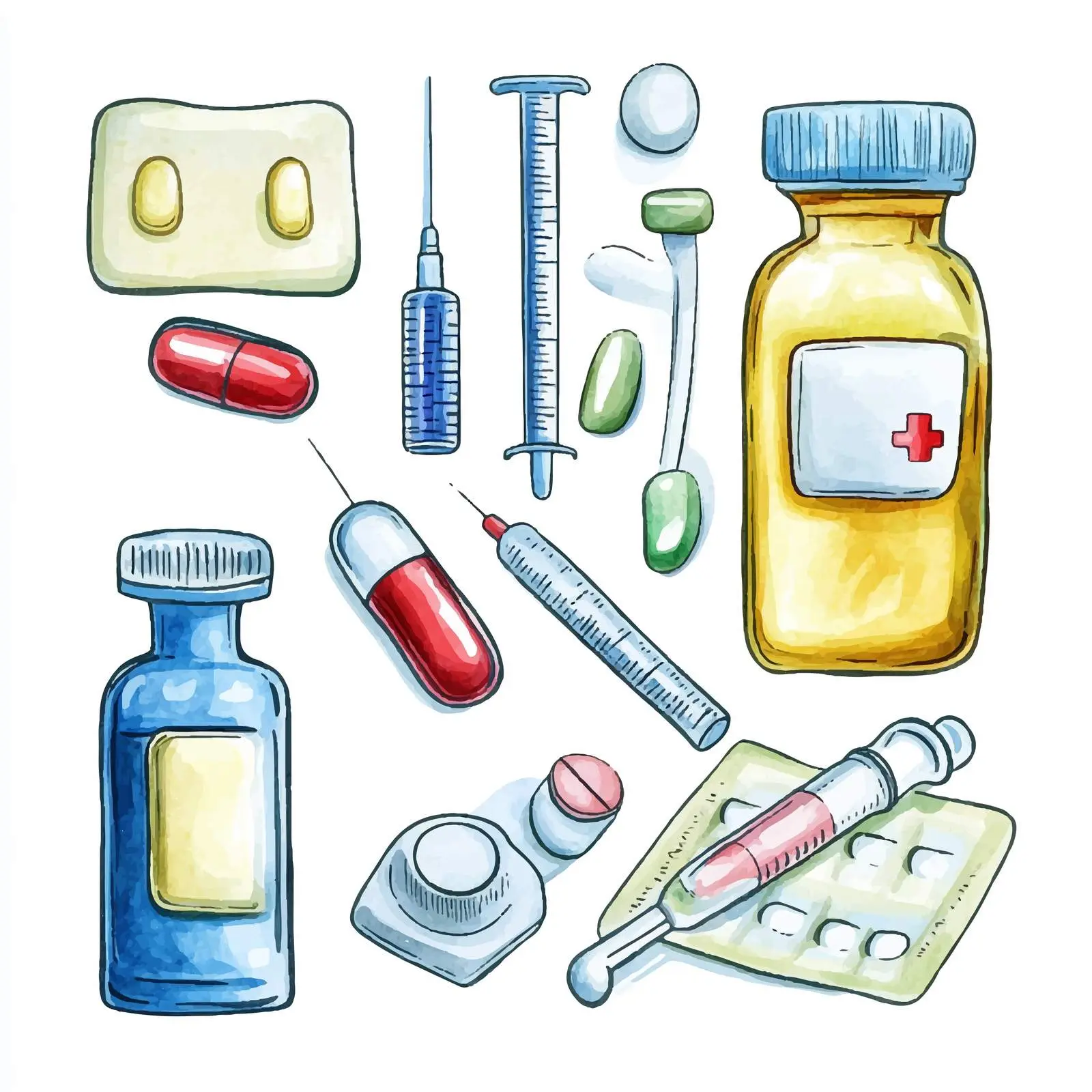 Colorful Watercolor Medical Patch Set — free download from Dotvec