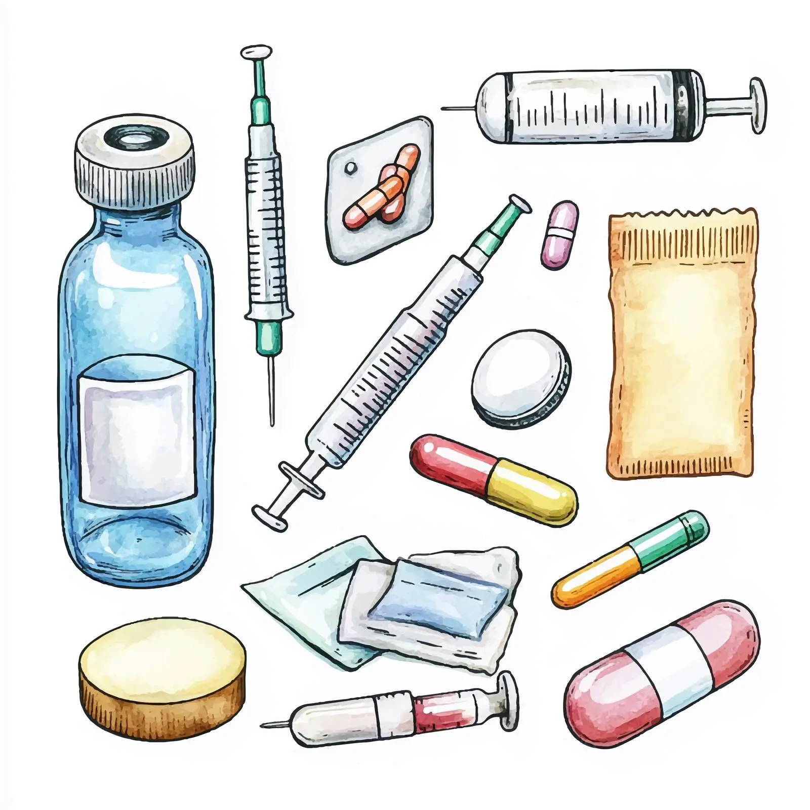 Colorful Medical Patch and Glass Bottle — free download from Dotvec