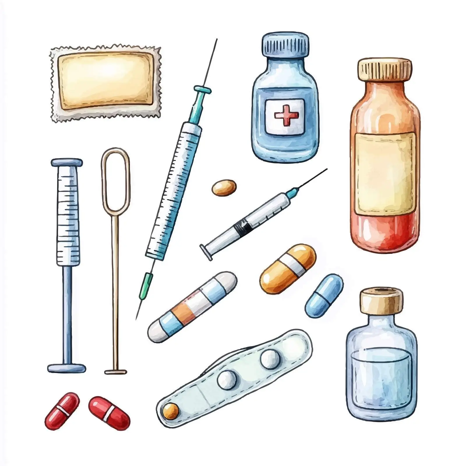 Colorful Watercolor Medical Patch Set — free download from Dotvec