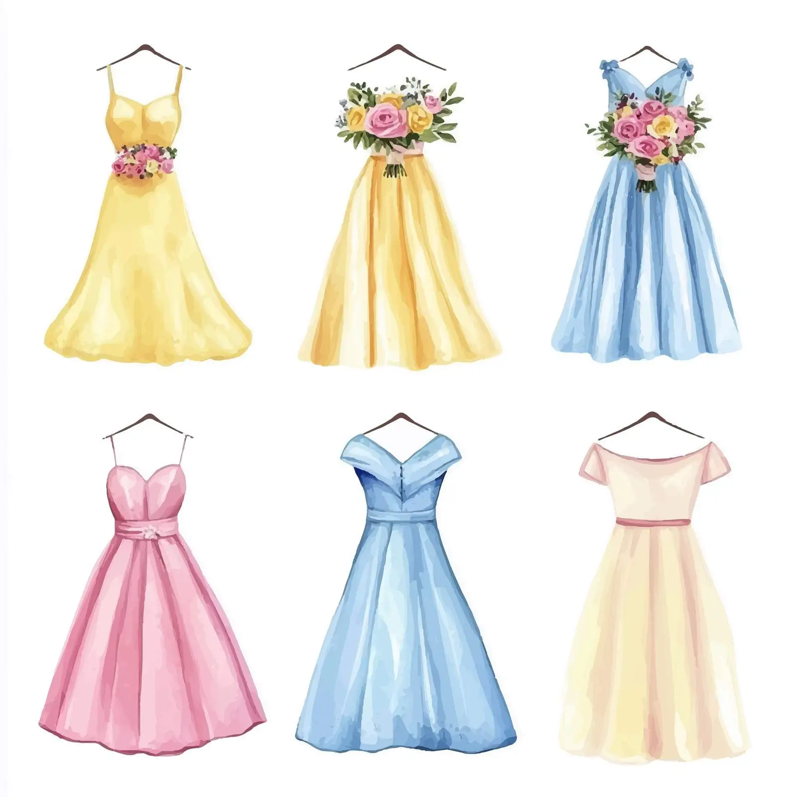 Colorful Wedding Dresses and Bouquets – free bridal bouquet image from Dotvec