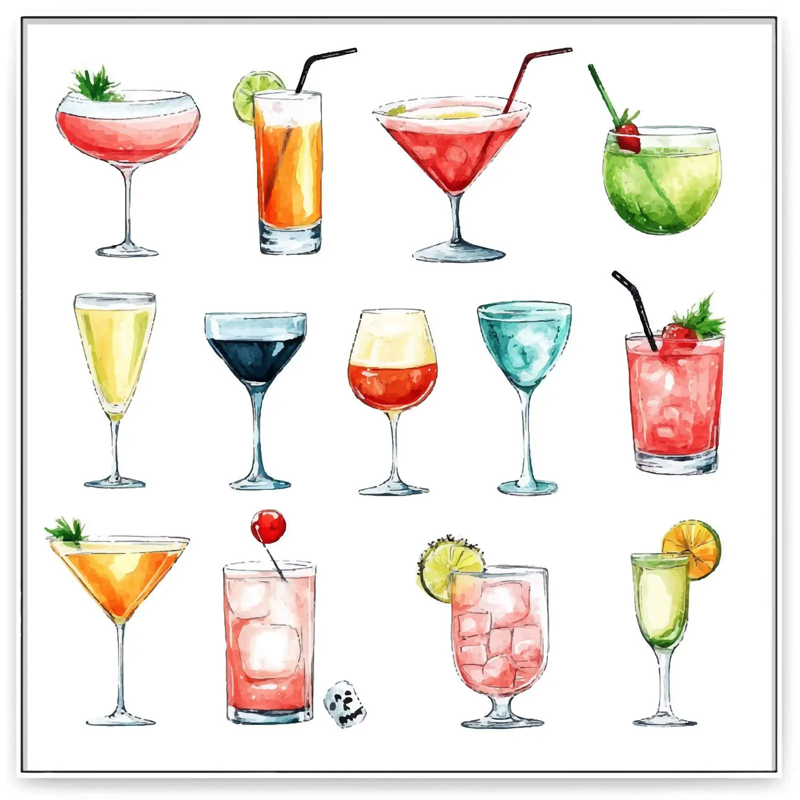 Colorful Watercolor Cocktail Drinks Set — free download from Dotvec