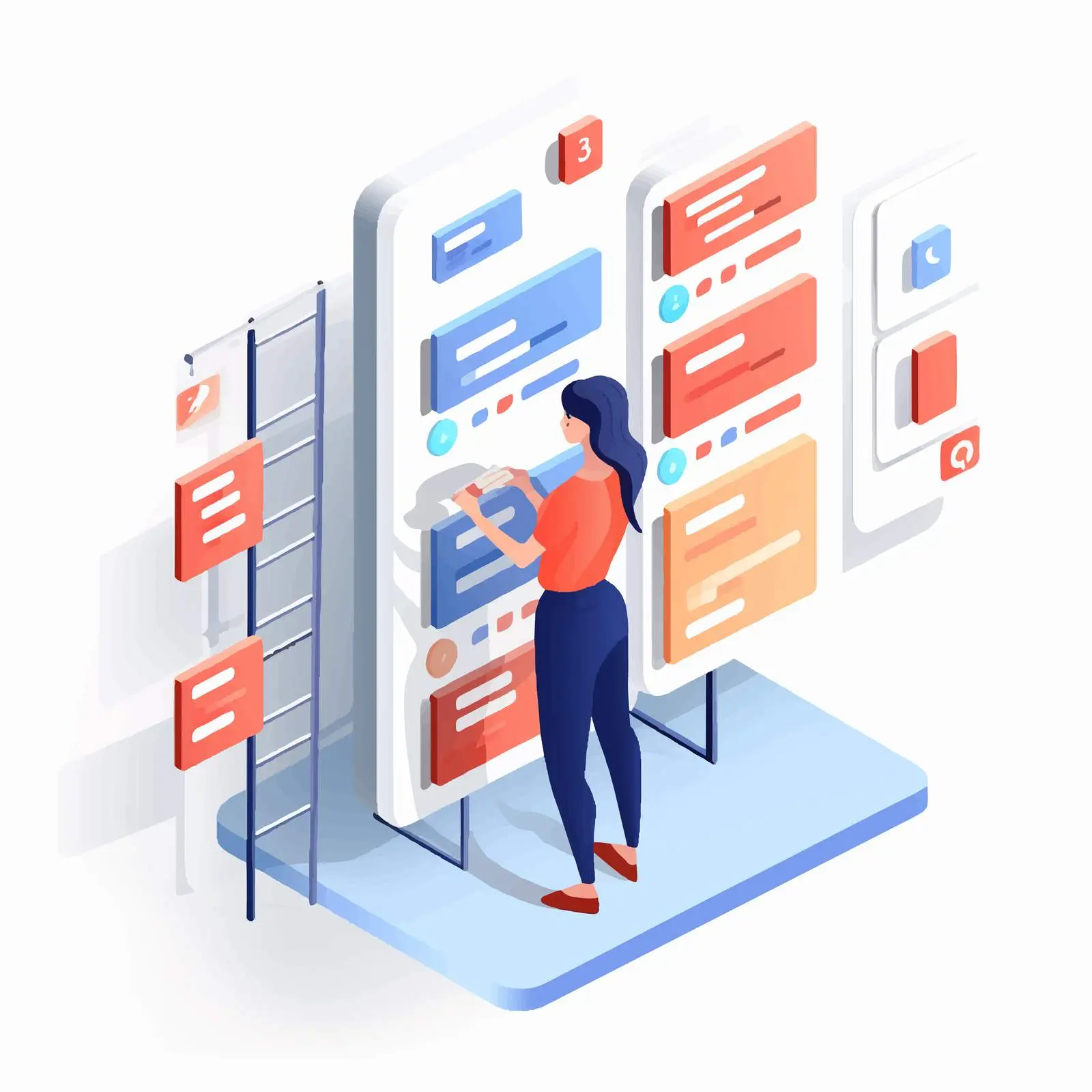 Colorful Woman Next to Giant Device Marking Place — free download from Dotvec