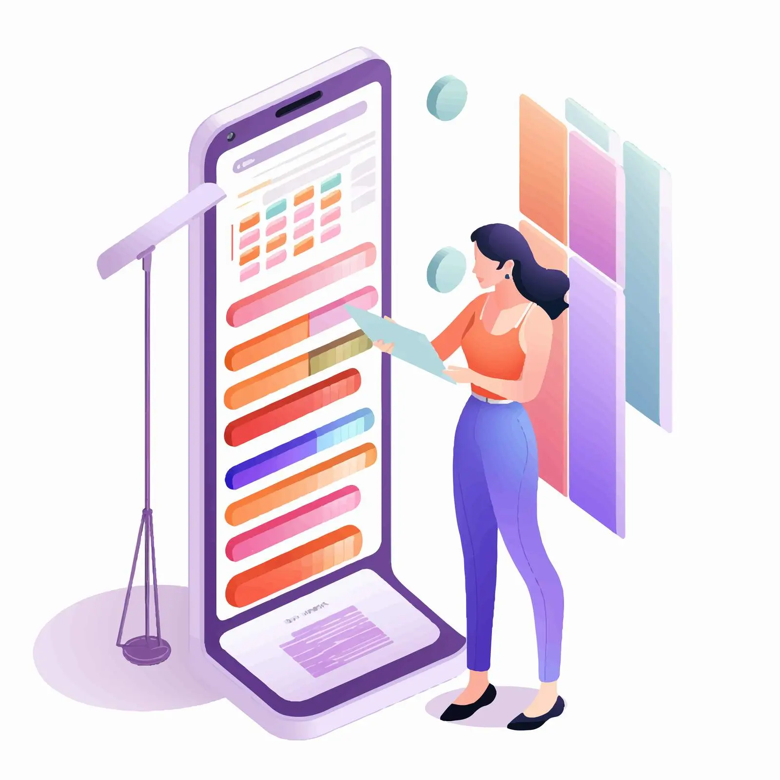 Colorful Woman by Giant Device Marking Location — free download from Dotvec