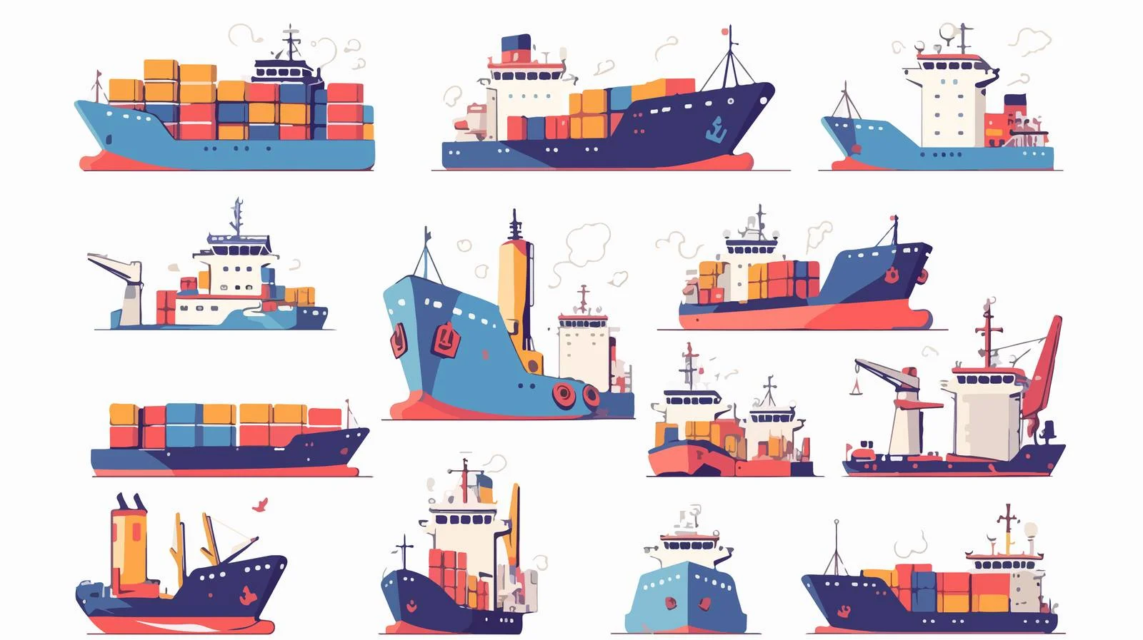 Vivid and Grayscale Cargo Ship Icons — free download from Dotvec