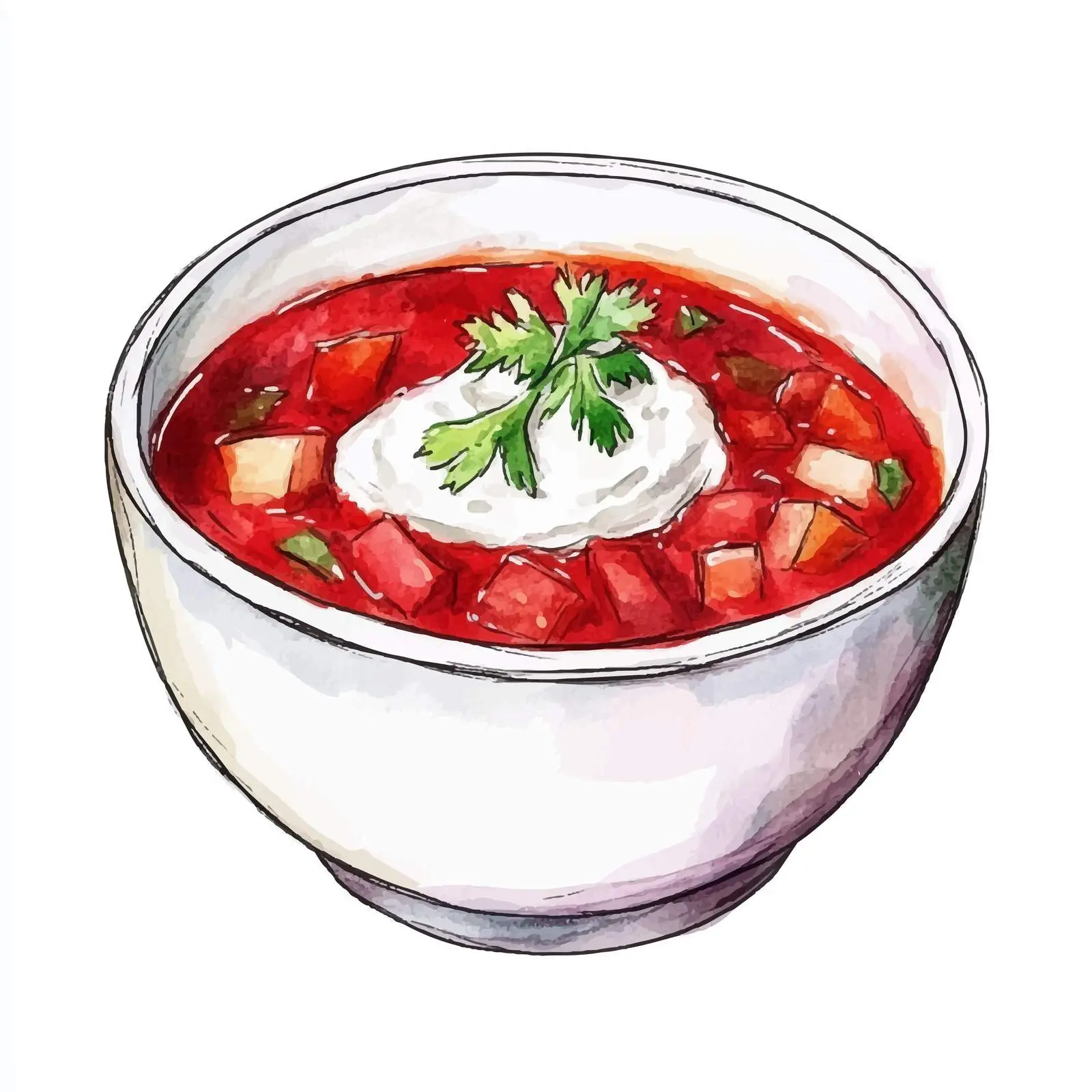 Vibrant Watercolor Borscht Illustration — free download from Dotvec