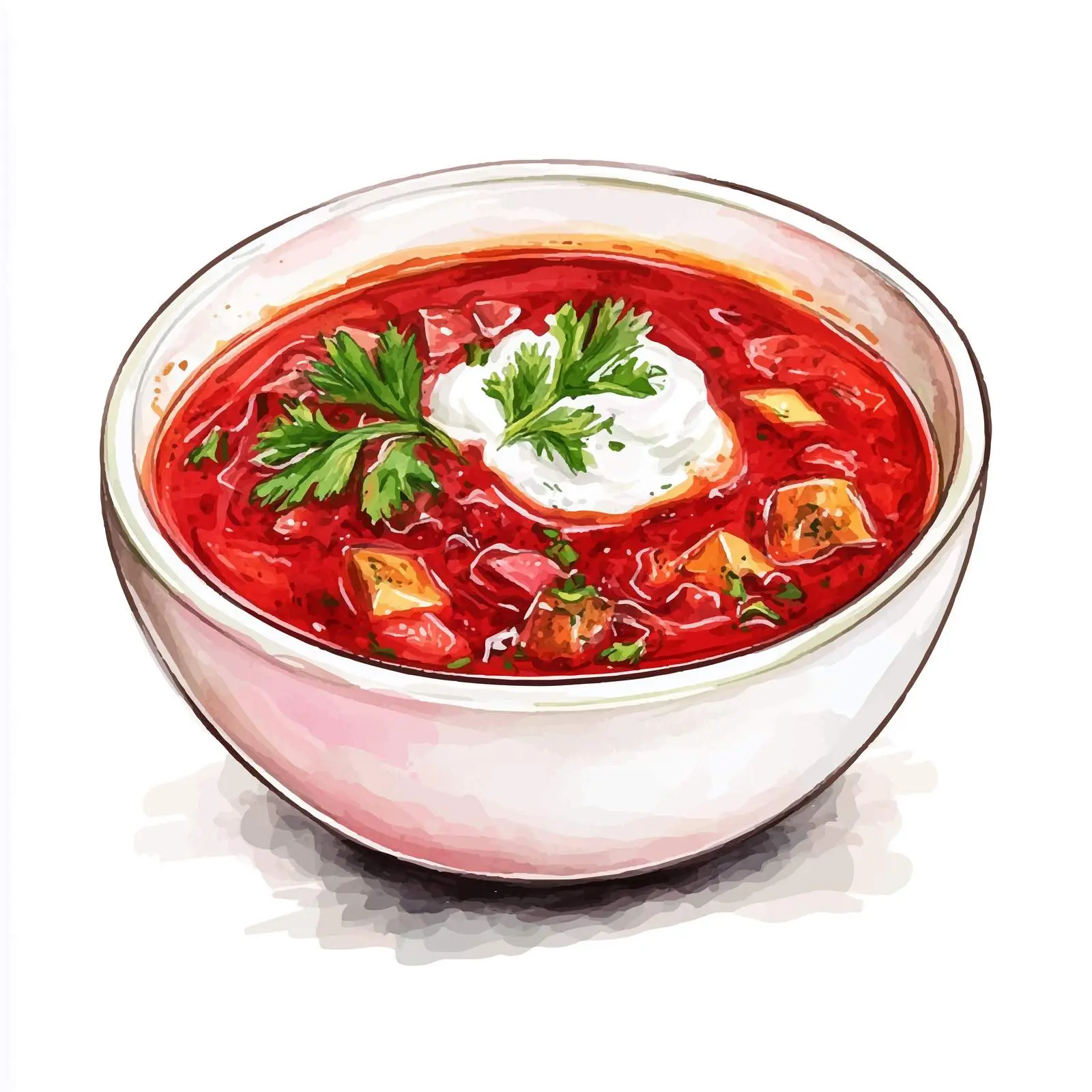 Hand-Drawn Watercolor Borscht Sketch — free download from Dotvec