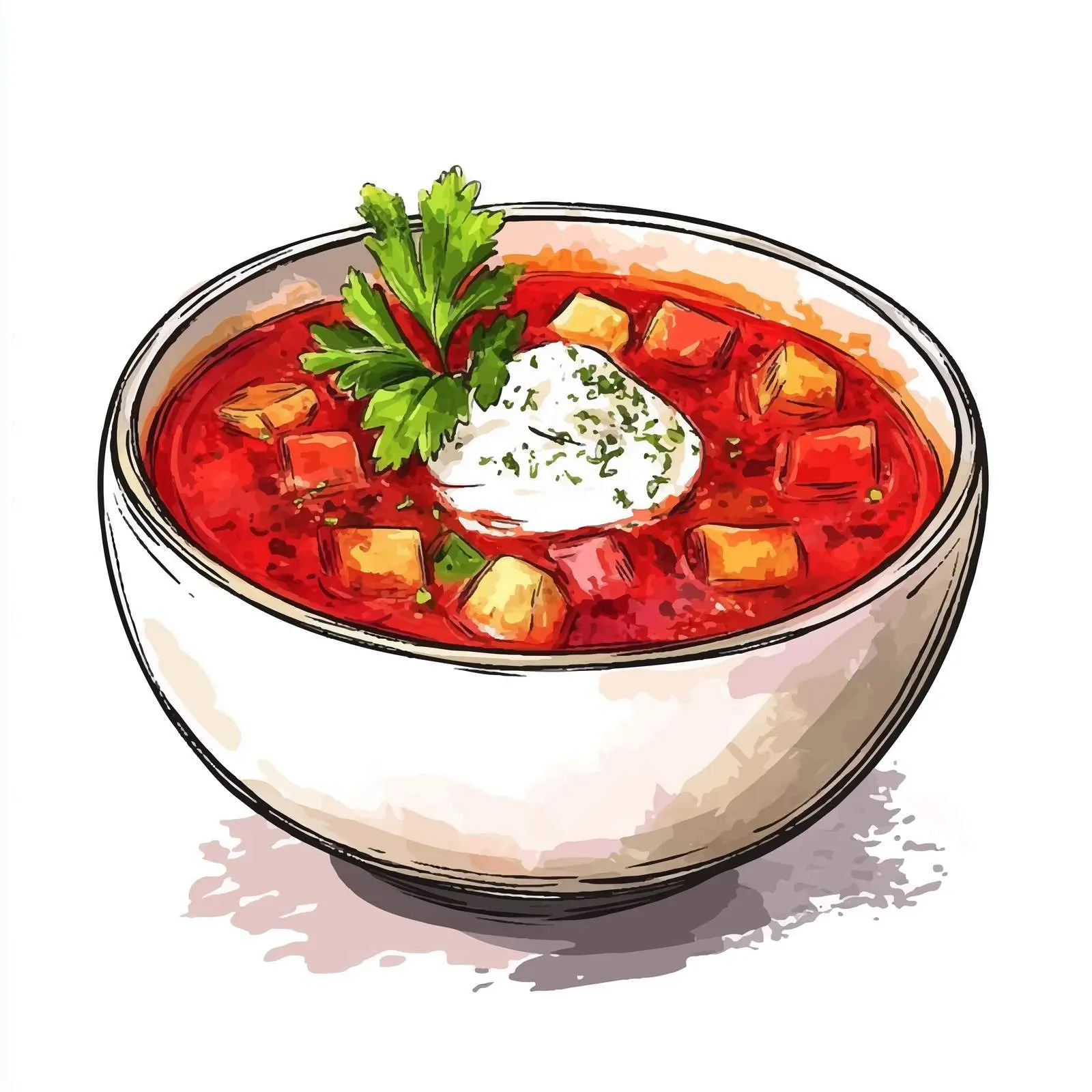 Hand-Drawn Borscht Watercolor Sketch — free download from Dotvec