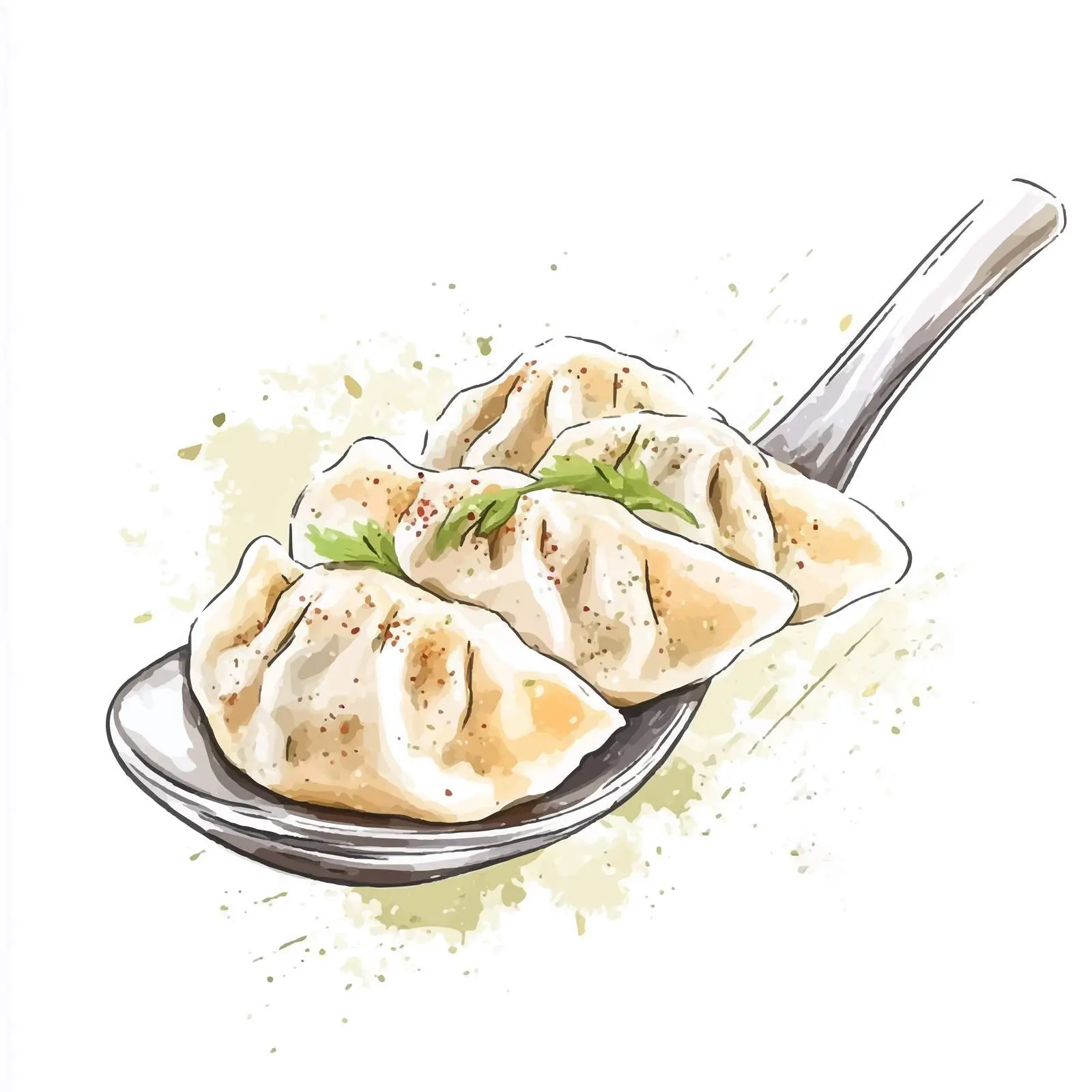 Hand-Drawn Watercolor Dumplings Sketch — free download from Dotvec