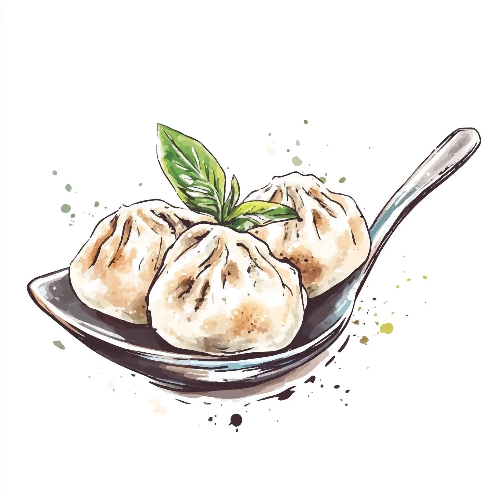 Colorful Watercolor Dumpling Sketch — free download from Dotvec