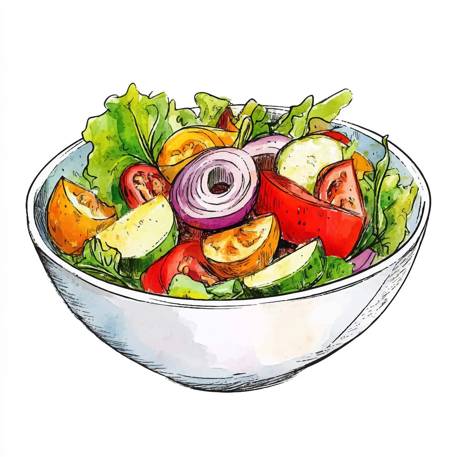 Vibrant Hand-Drawn Salad Illustration — free download from Dotvec
