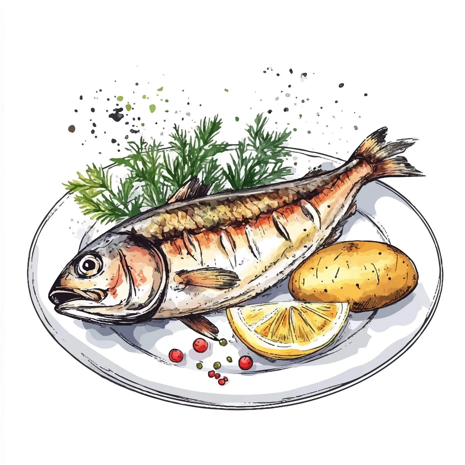 Colorful Hand-Drawn Smoked Herring Sketch — free download from Dotvec