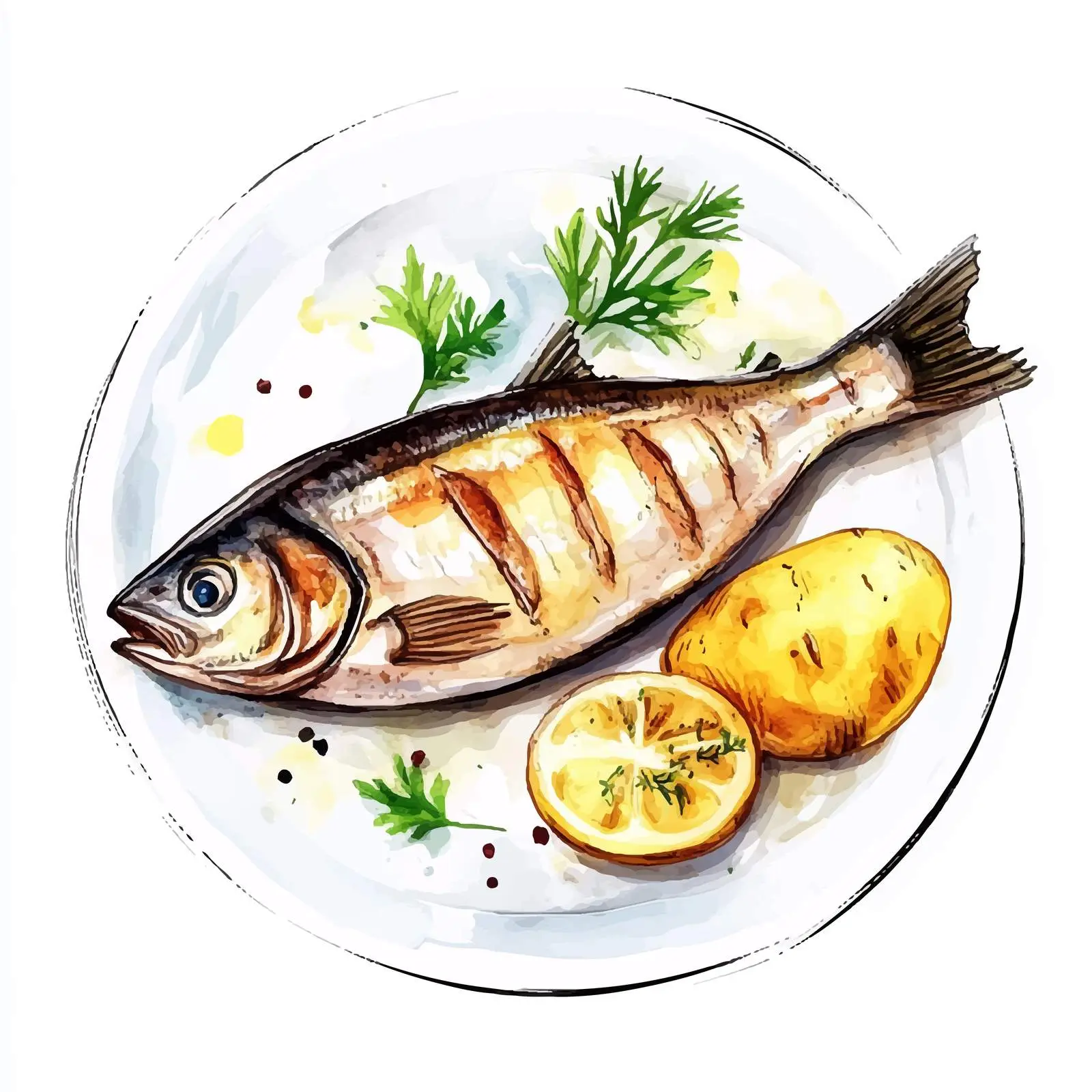 Colorful Hand-Drawn Smoked Herring Illustration — free download from Dotvec