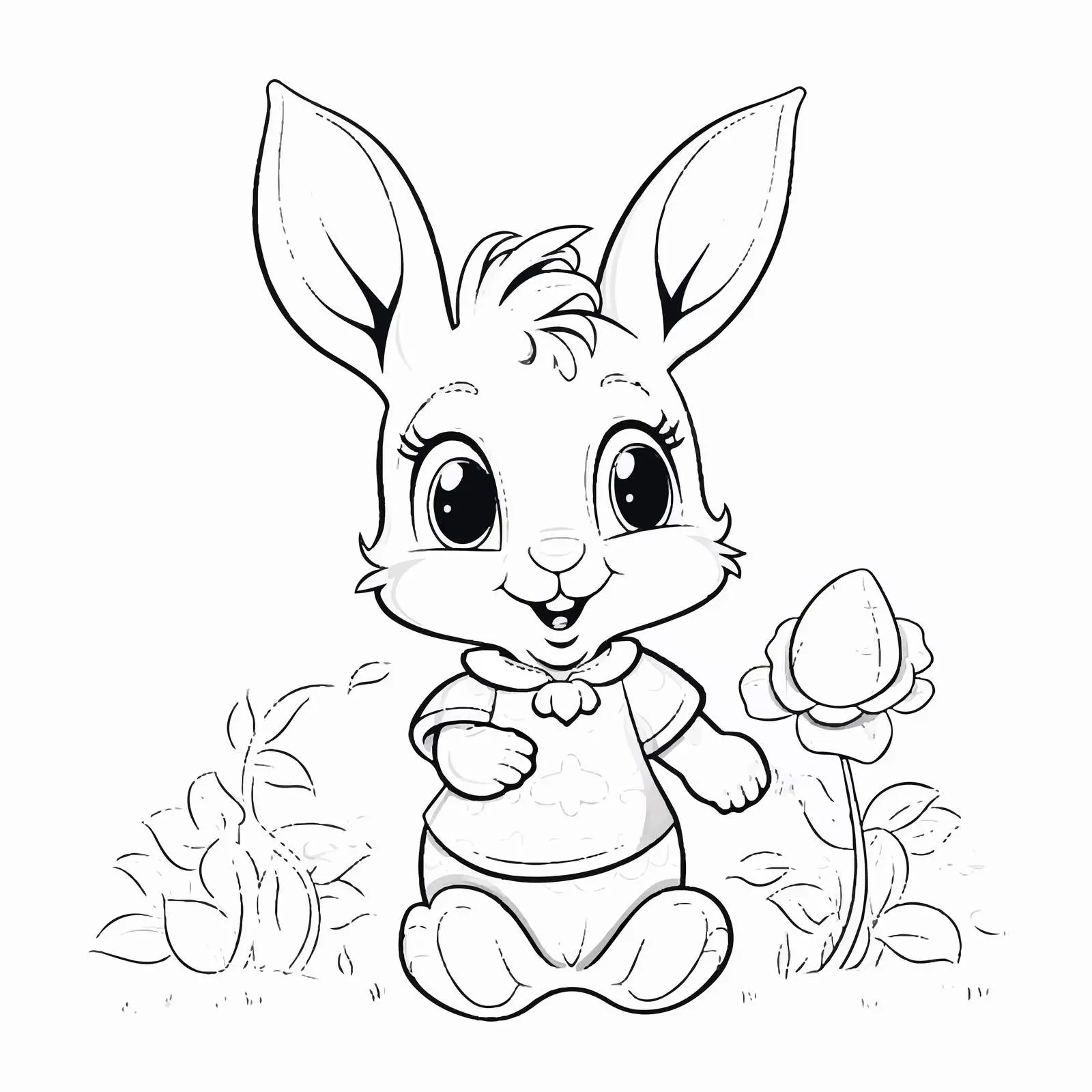 Cheerful Easter Rabbit Coloring Book for Kids — free download from Dotvec