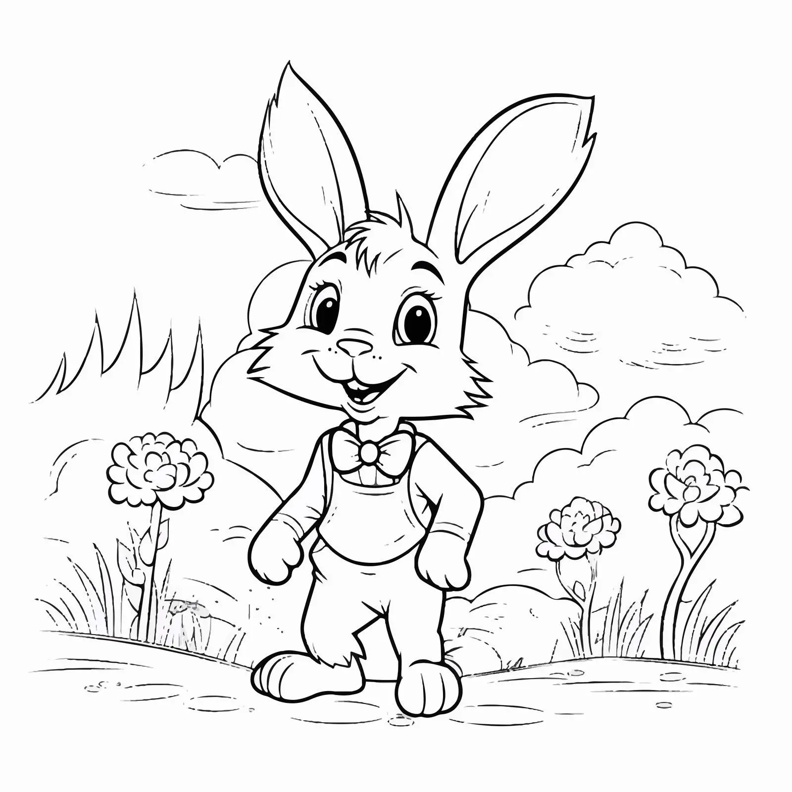 Easter Rabbit Coloring Page for Kids – free fun for kids image from Dotvec