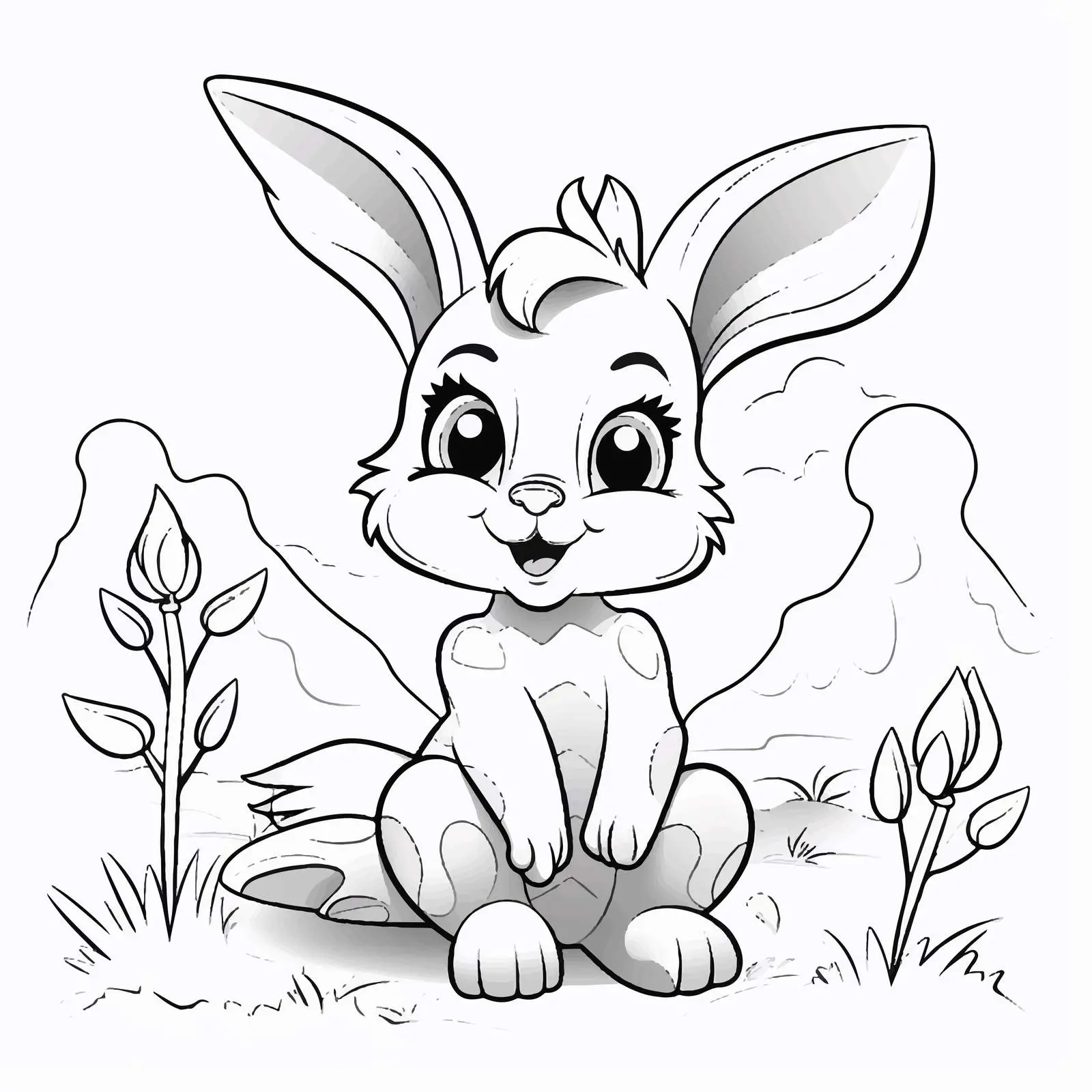 Cheerful Easter Rabbit Coloring Book for Kids — free download from Dotvec