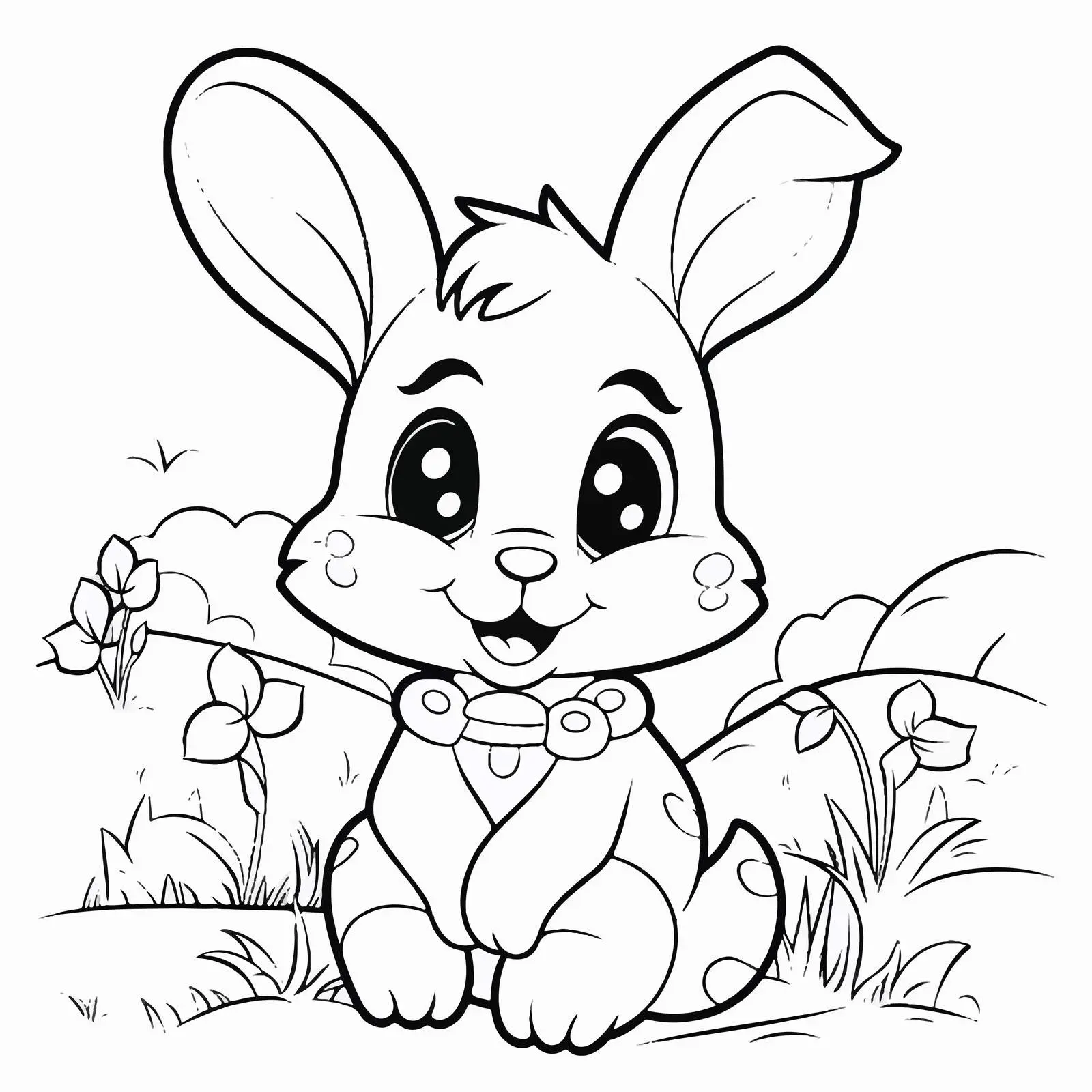 Cheerful Easter Rabbit Coloring Book for Kids — free download from Dotvec