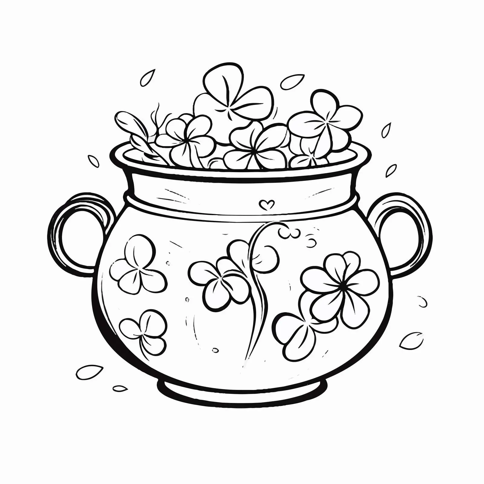 Cheerful Pot of Gold Coloring Book Vector for Kids — free download from Dotvec