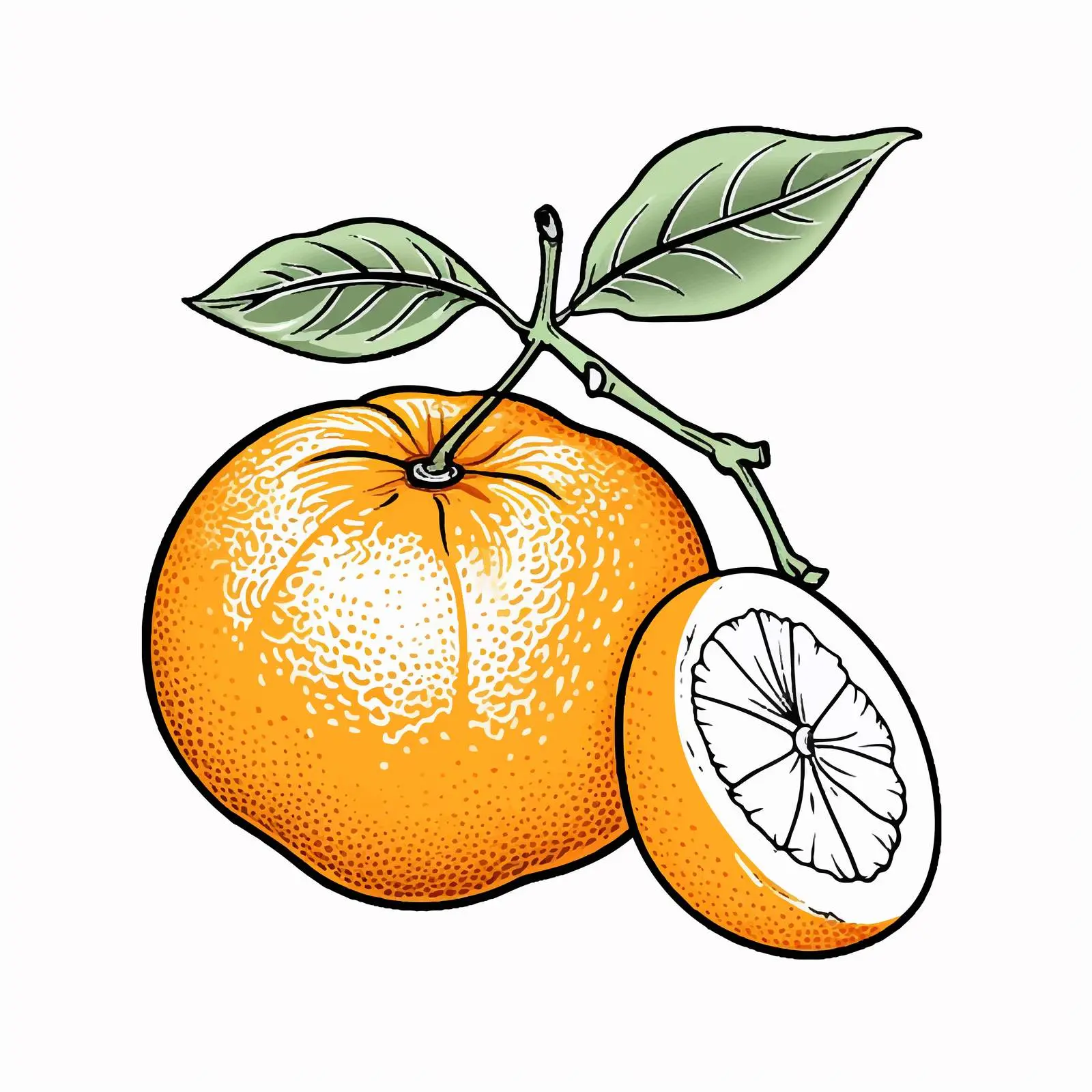 Coloring Illustration of an Orange for Kids — free download from Dotvec