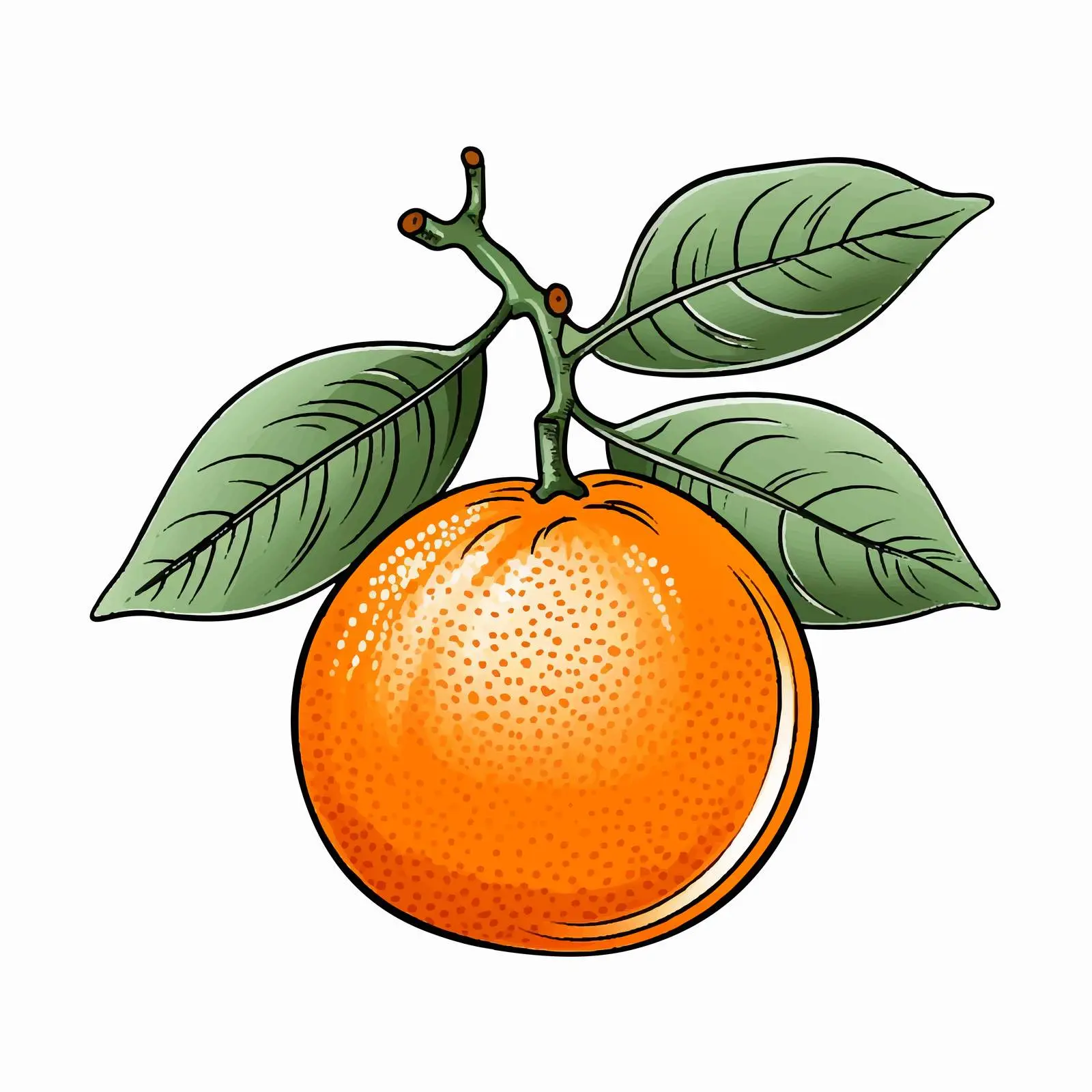 Coloring Illustration of an Orange for Kids — free download from Dotvec