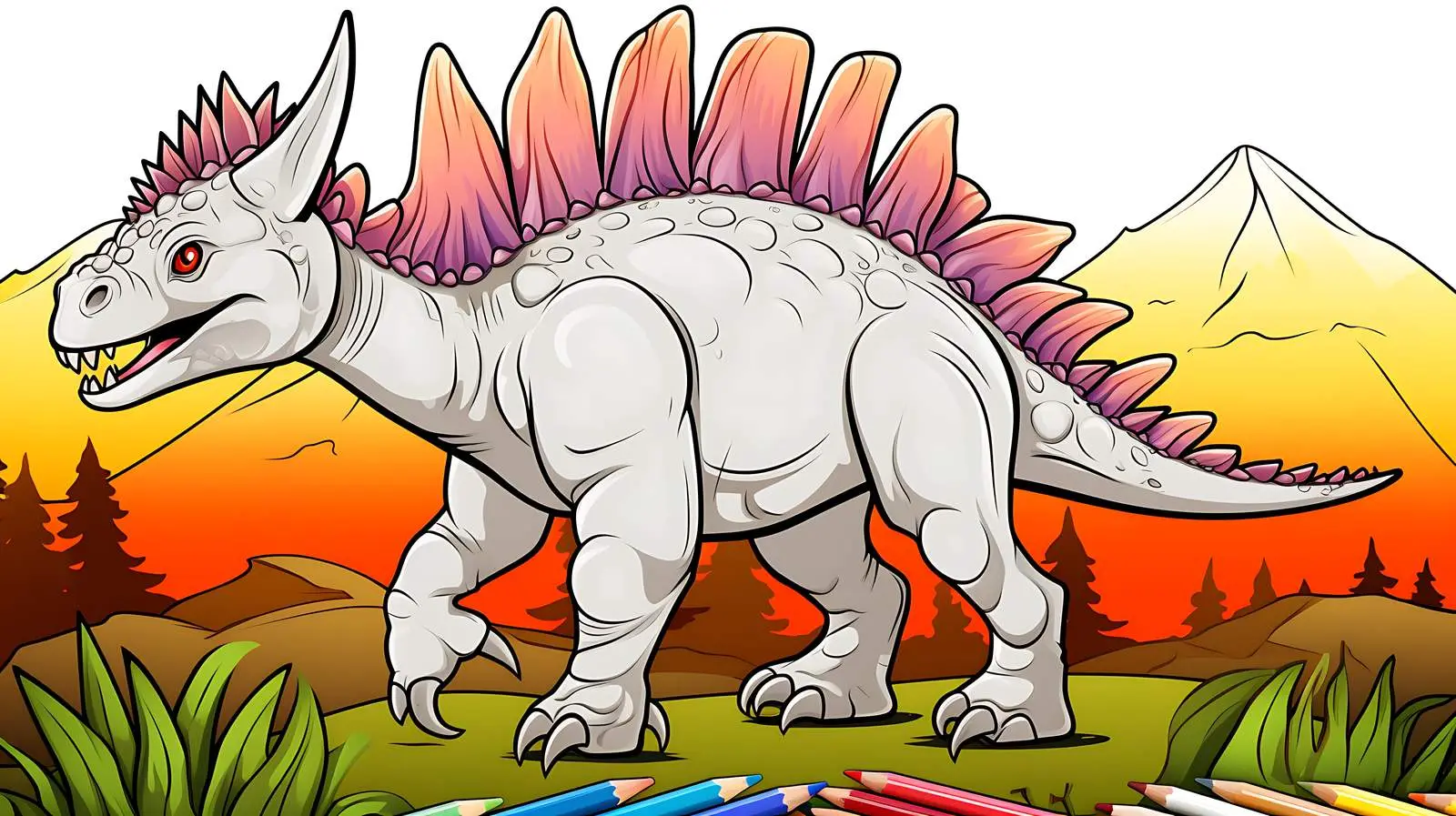 Kentrosaurus Dinosaur Coloring Page for Kids — free download from Dotvec