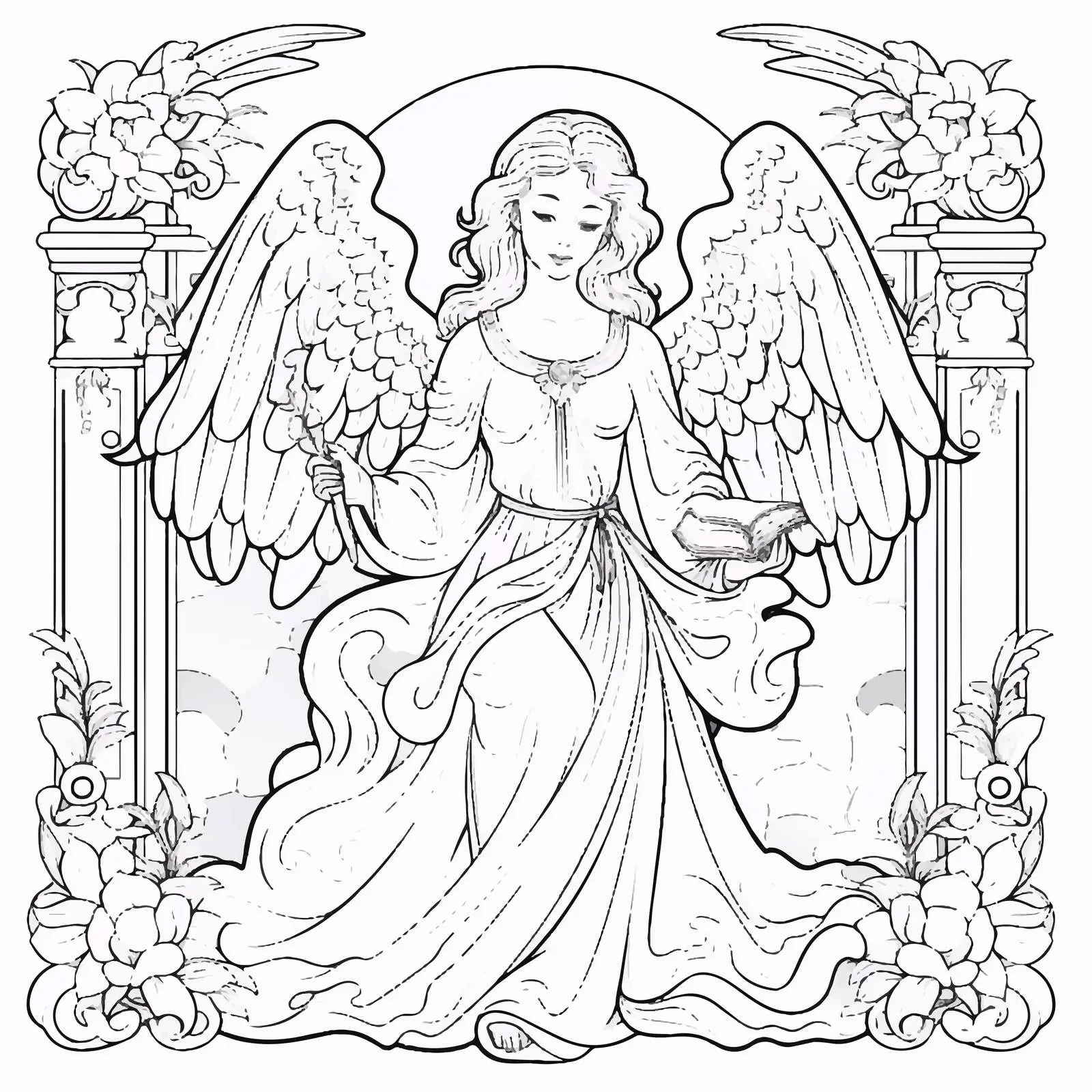 Byzantine Style Angel Cartoon Coloring Page Vector – free holy angel image from Dotvec