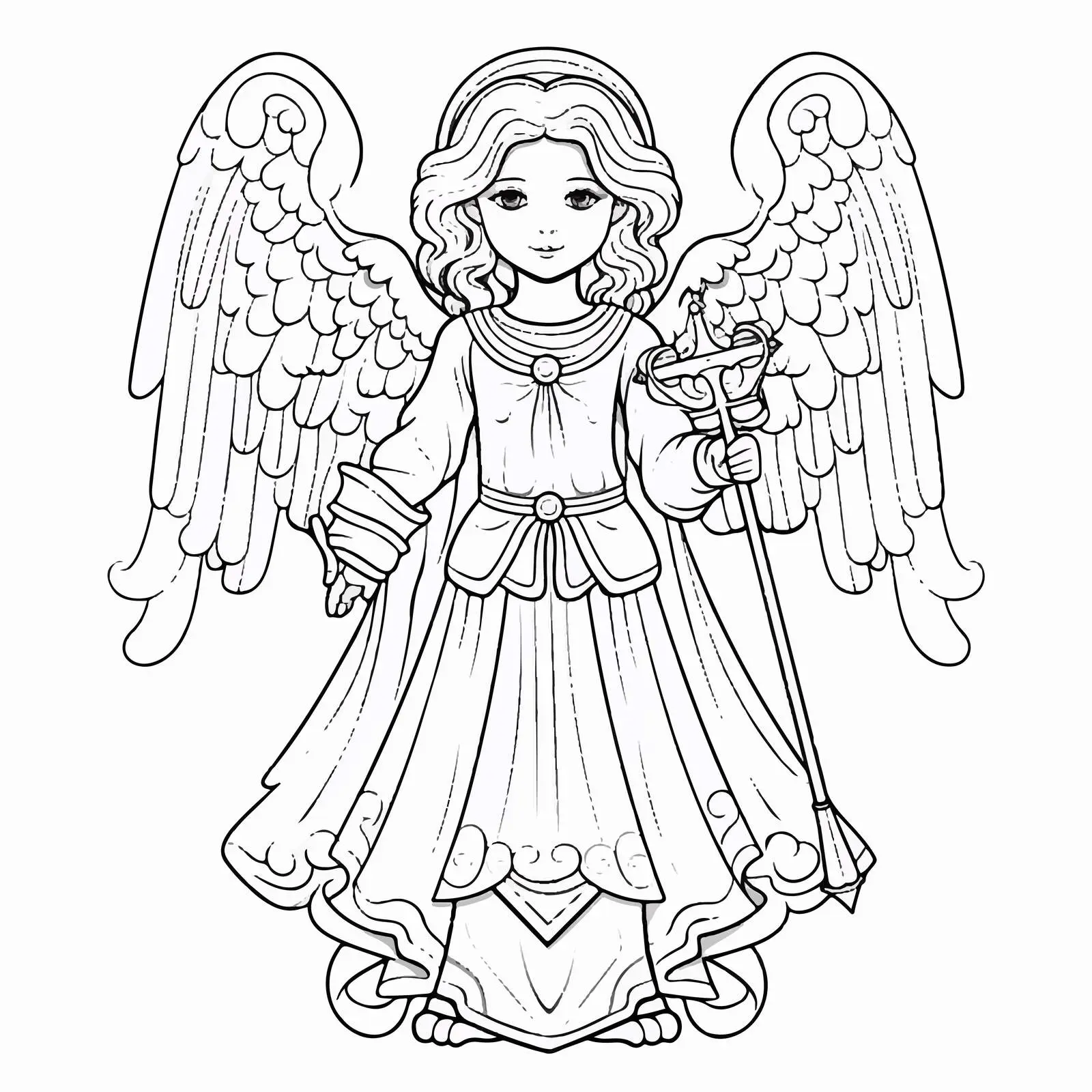 Byzantine Angel Cartoon Vector Coloring Page — free download from Dotvec