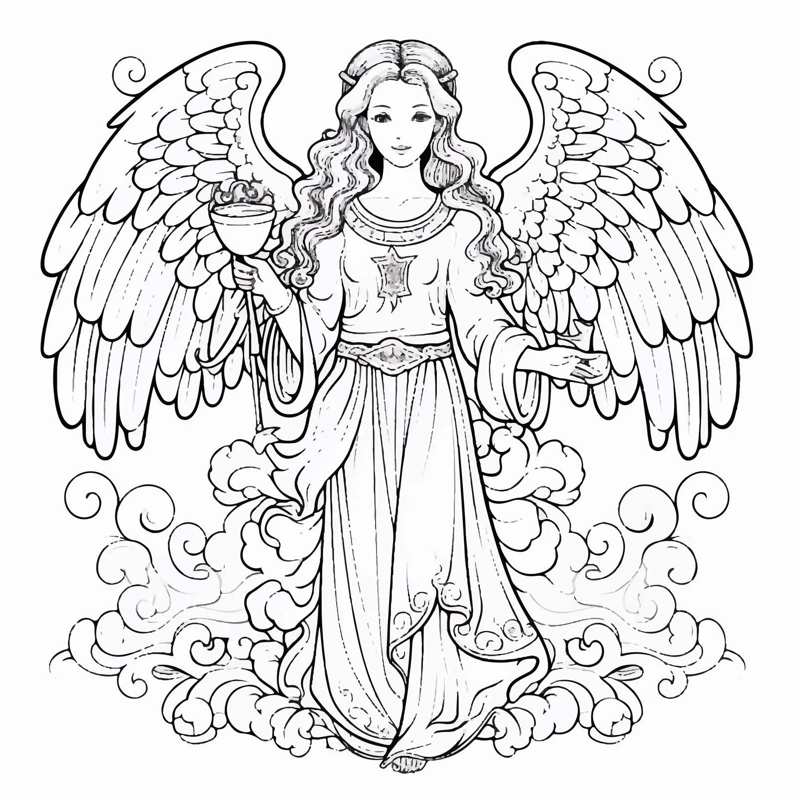 Byzantine Style Angel Coloring Page Vector — free download from Dotvec