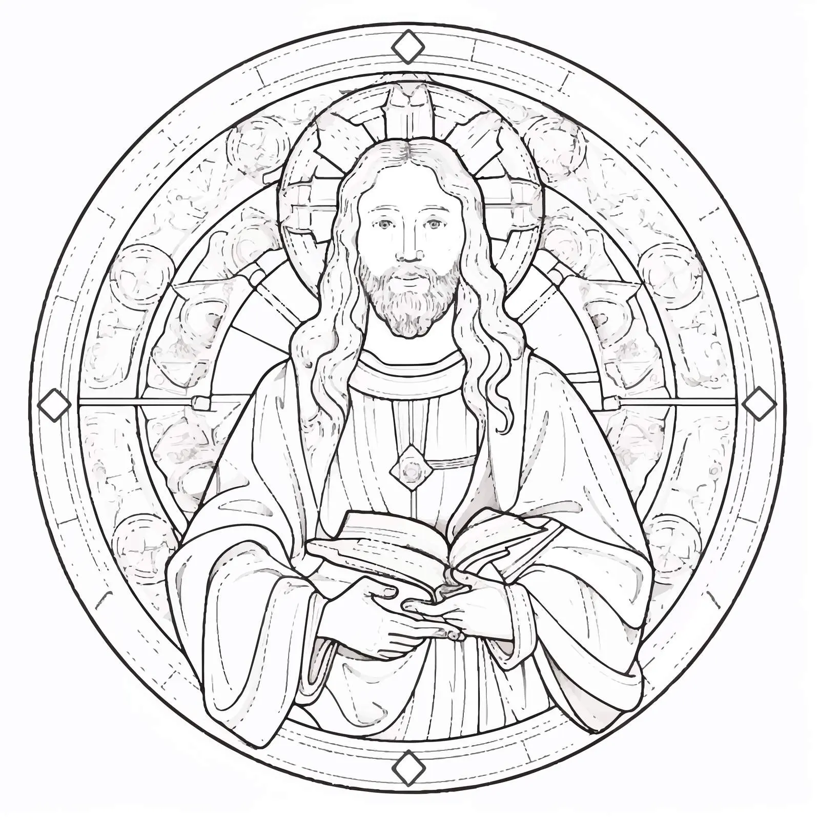 Jesus Christ Byzantine Style Coloring Page – free creative education image from Dotvec