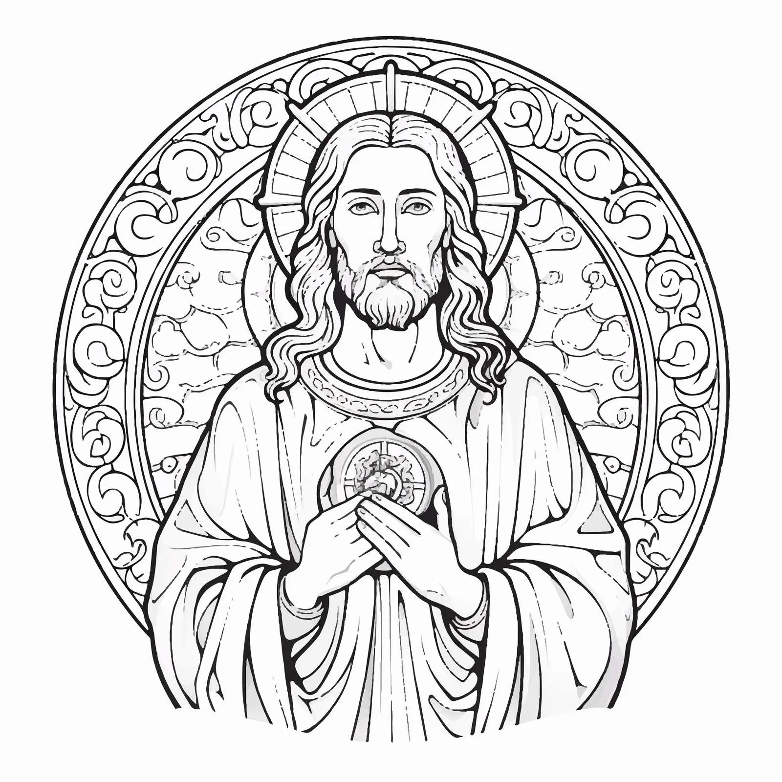 Jesus Christ Byzantine Style Coloring Page — free download from Dotvec