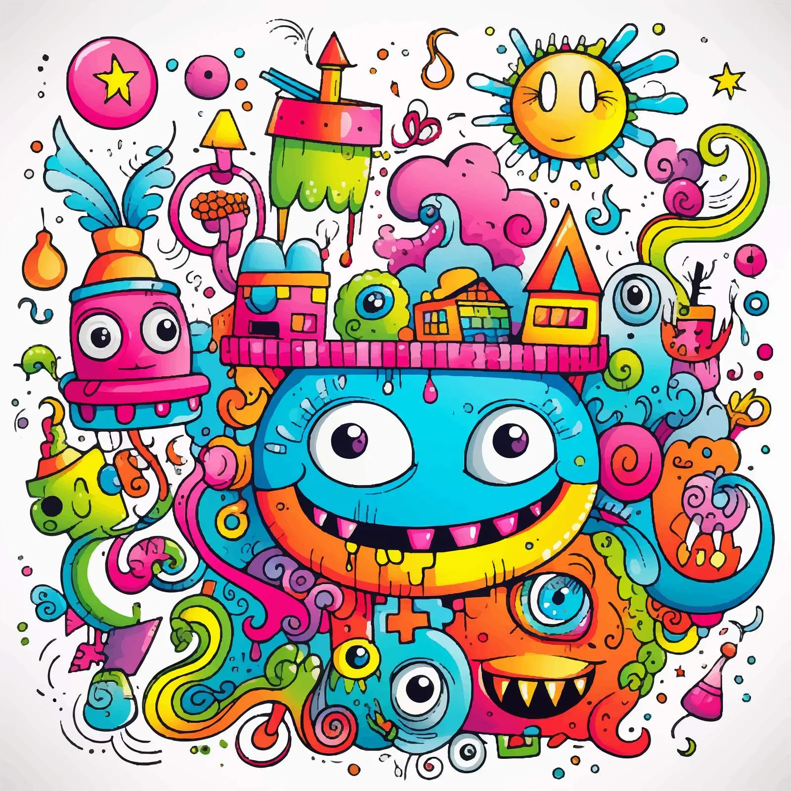 Colorful Crayon Doodles on Paper Illustration — free download from Dotvec
