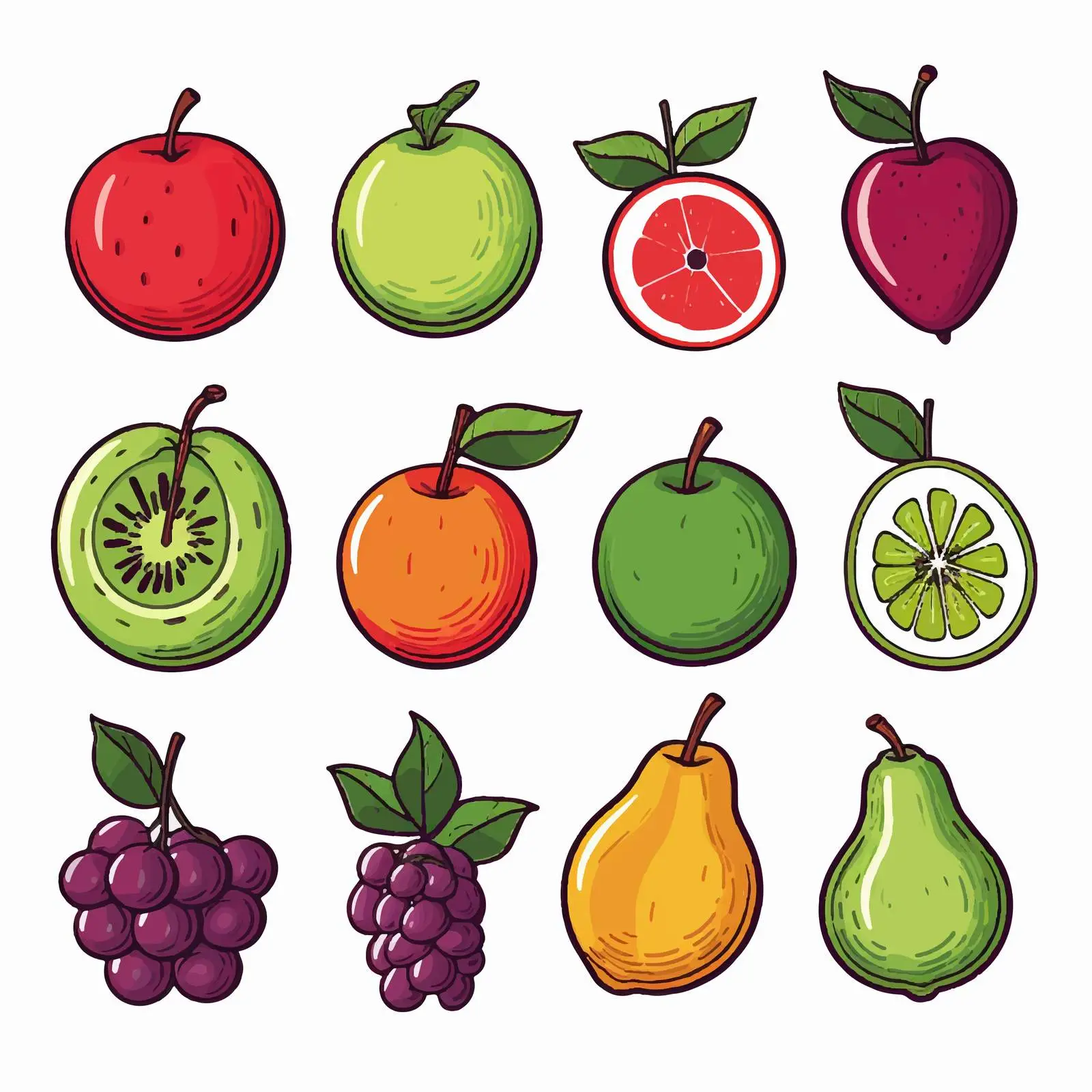 Hand-Drawn Fruits Collection Vector Illustration — free download from Dotvec