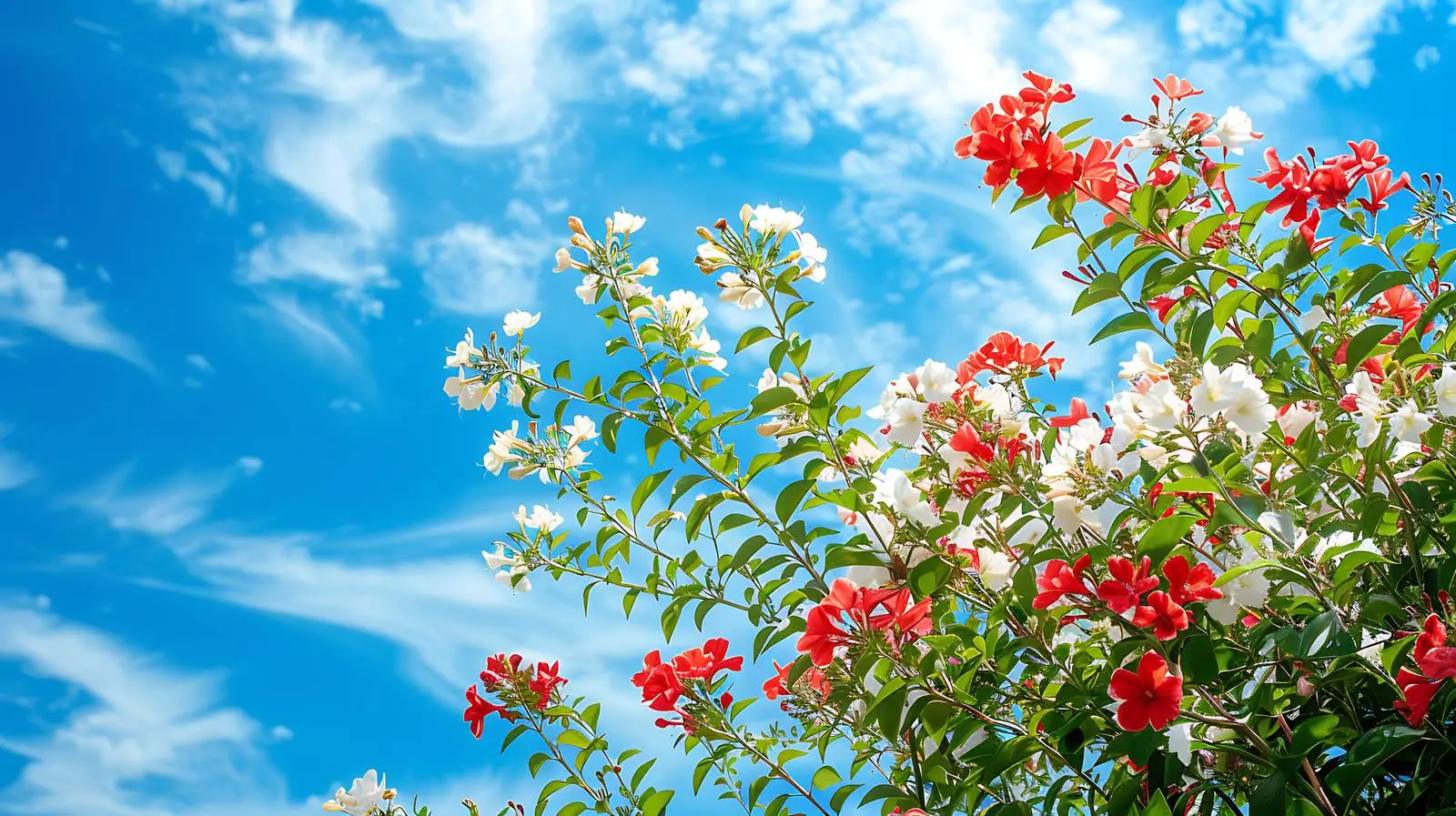 Vibrant Bush with Red and White Flowers — free download from Dotvec
