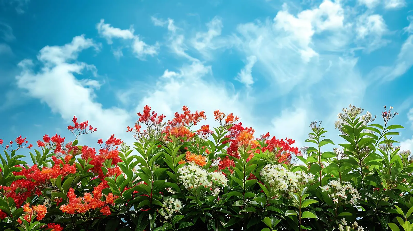 Vibrant Bush with Red and White Flowers — free download from Dotvec