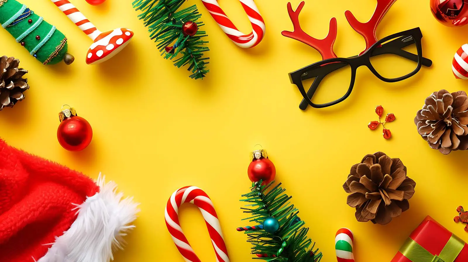 Funny Christmas Eyeglasses with Candy Canes and Deer Horns – free images image from Dotvec